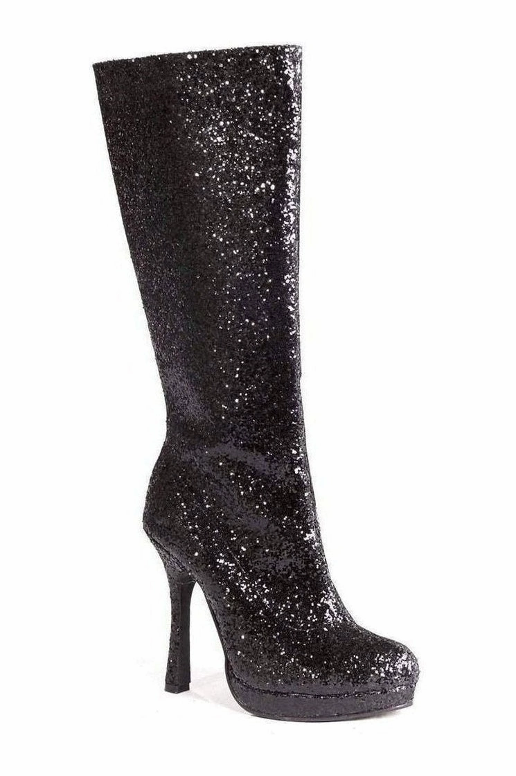 421-ZARA Knee Boot  | Black Glitter