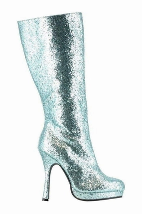 421-ZARA Knee Boot  | Turquoise  Glitter