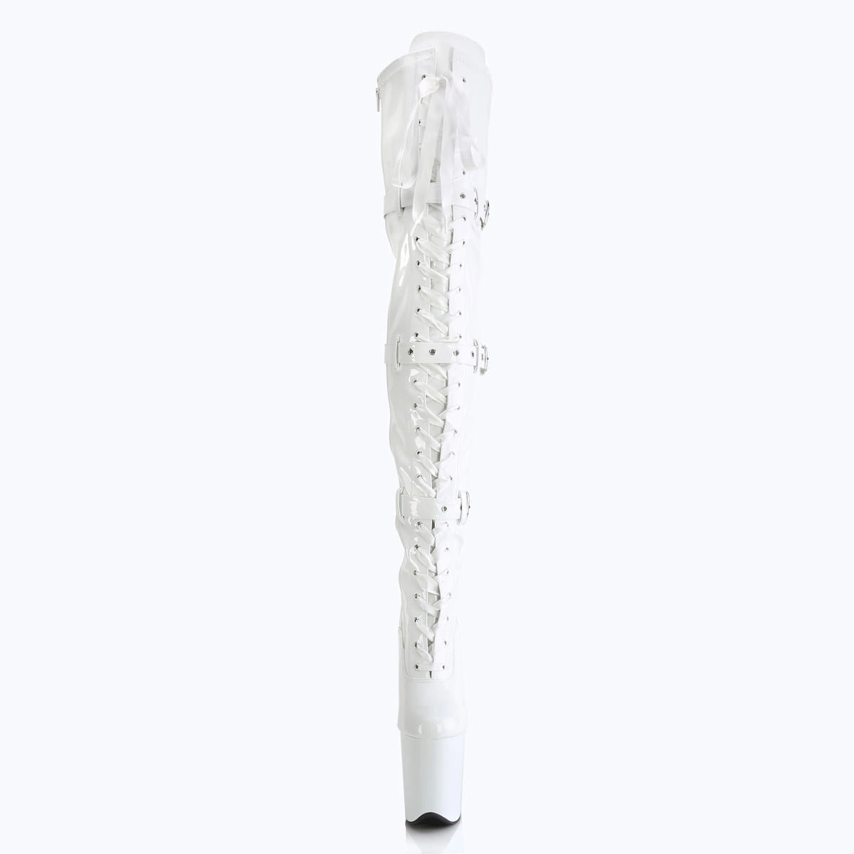 8 Inch Heel FLAMINGO-3028 White Stretch Patent