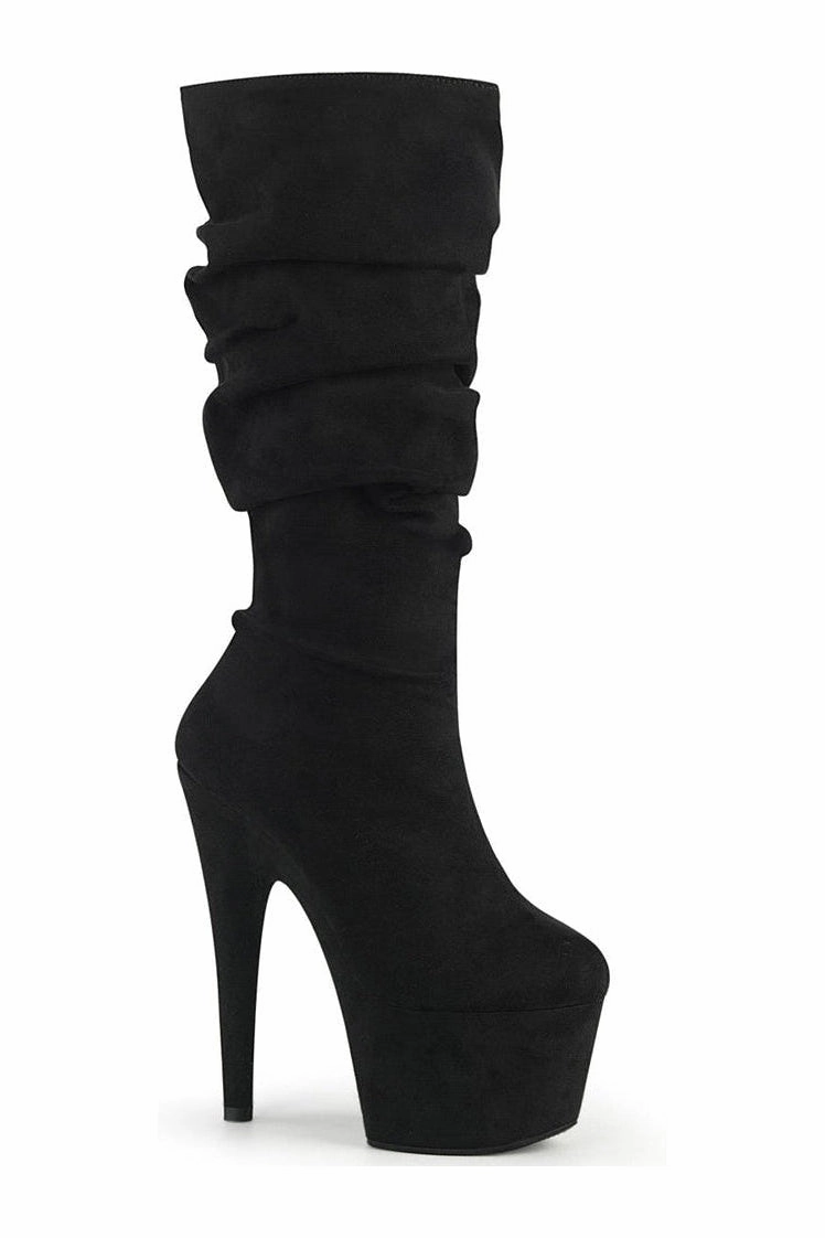 ADORE-1061 Exotic Knee Boot | Black Faux Suede