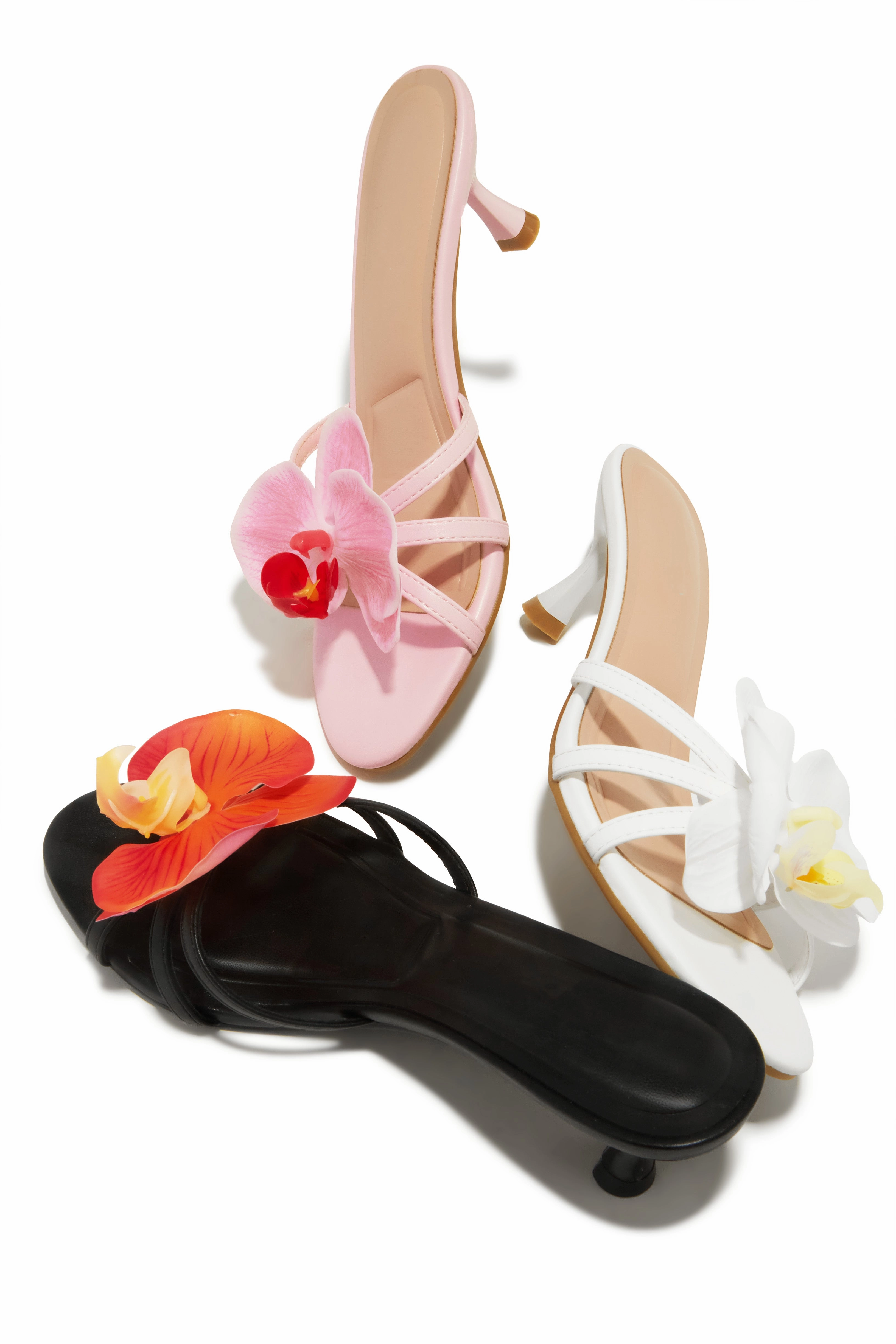Alyssa Rosette Mid Heel Mules - Black