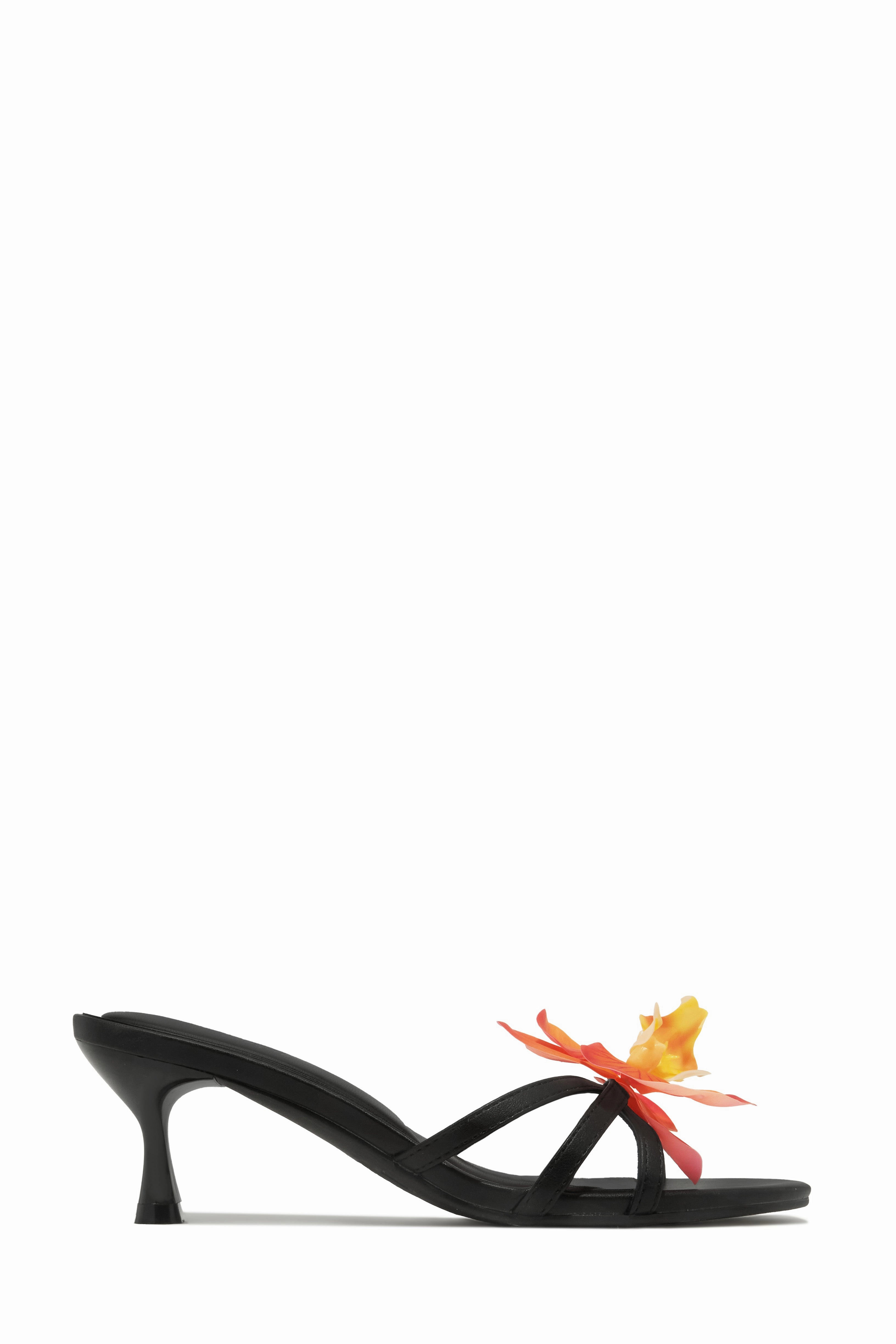 Alyssa Rosette Mid Heel Mules - Black