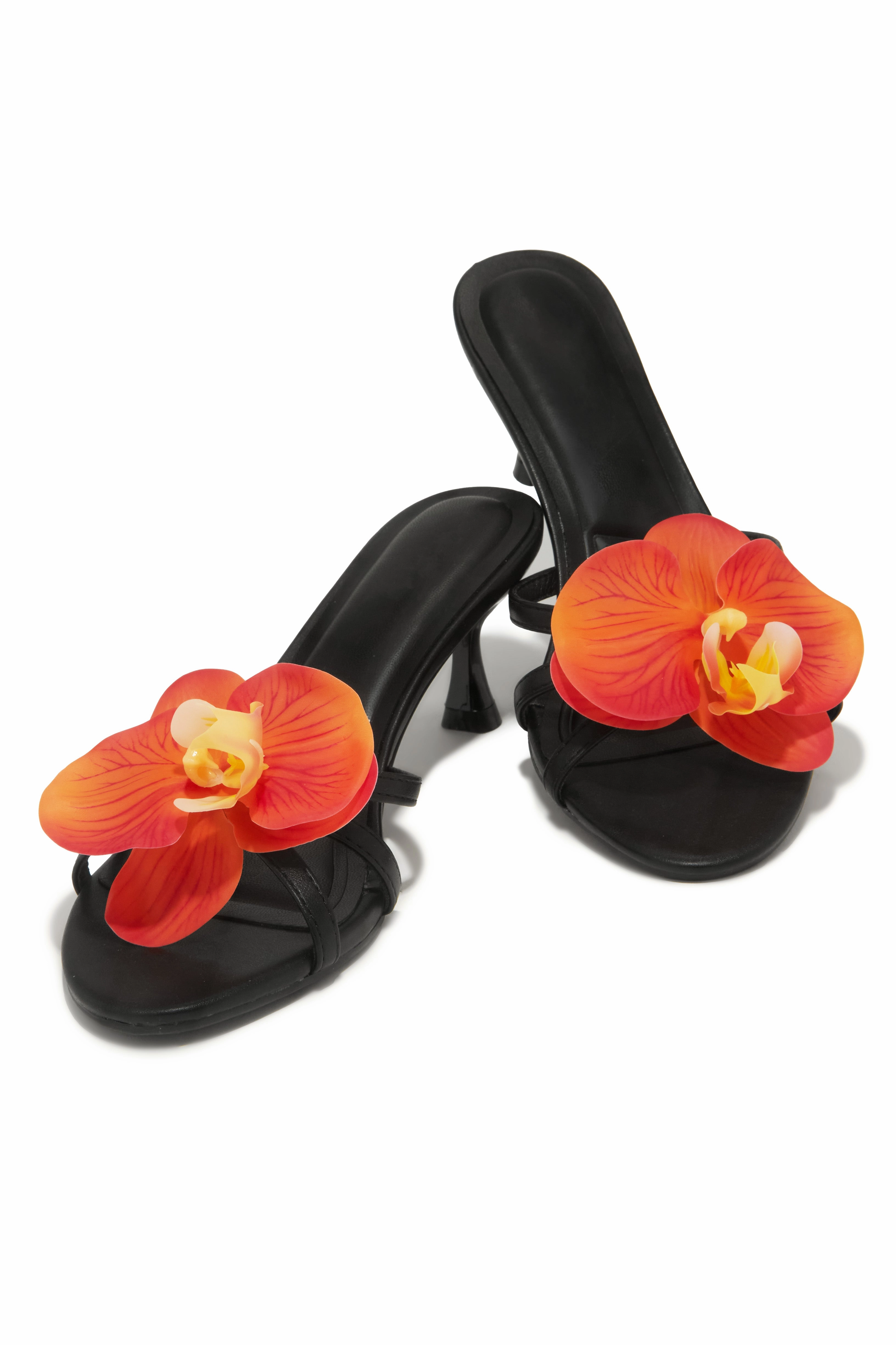 Alyssa Rosette Mid Heel Mules - Black