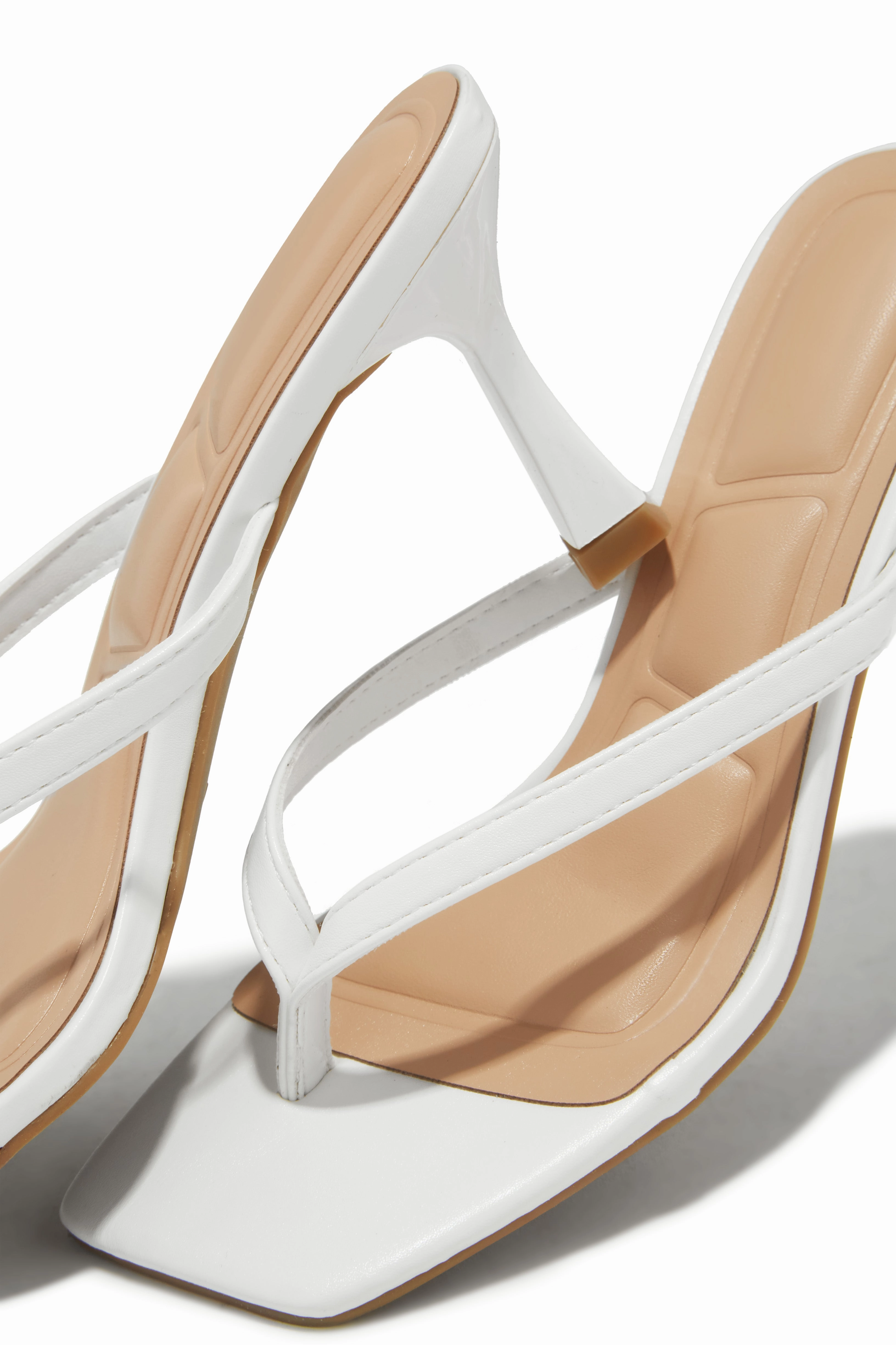 Angelie Mid Heel Mules - White
