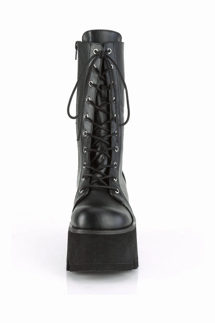 ASHES-105 Knee Boot | Black Faux Leather