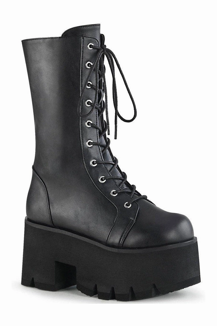 ASHES-105 Knee Boot | Black Faux Leather
