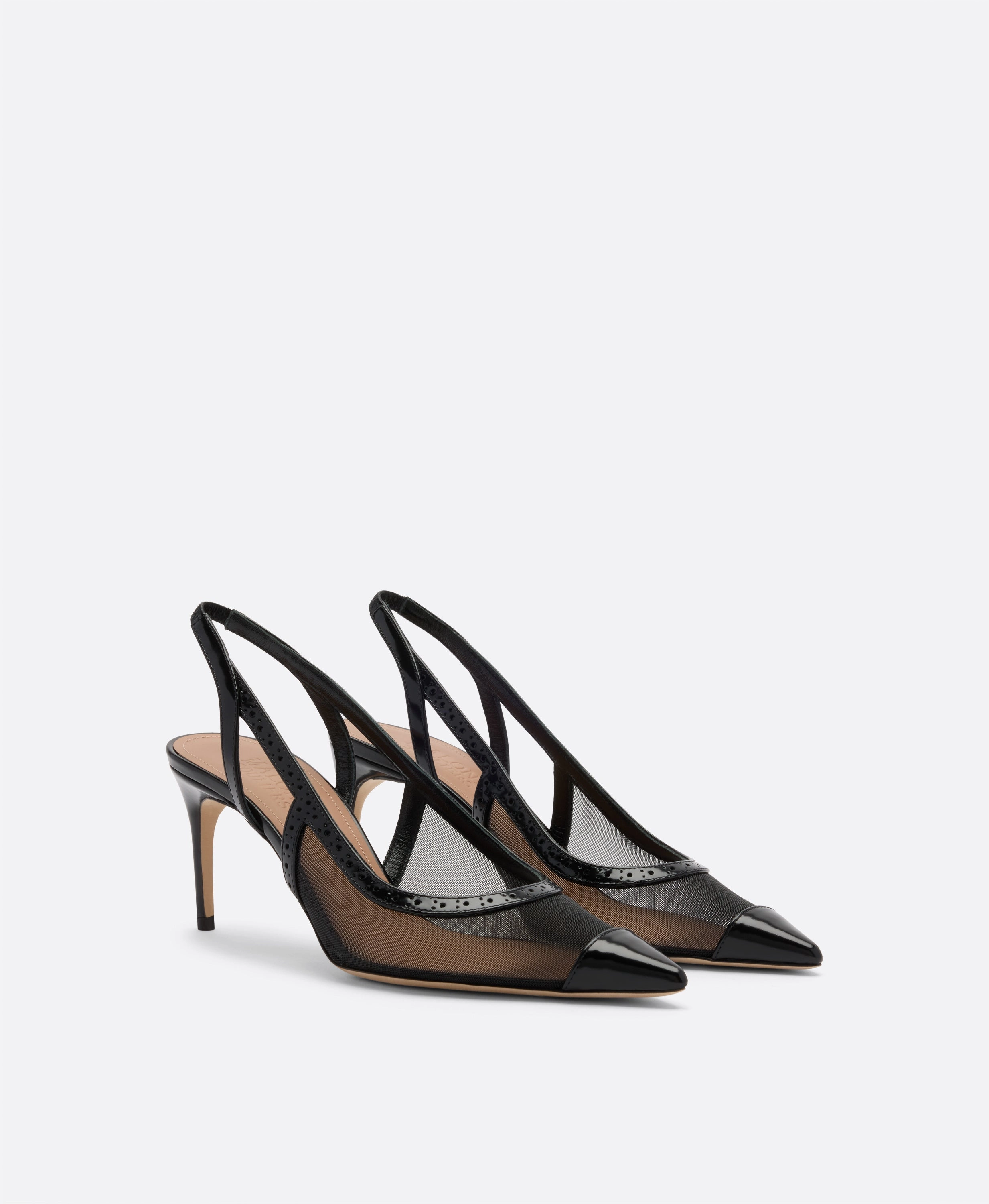 Aubrey 70 Black Mesh Slingbacks