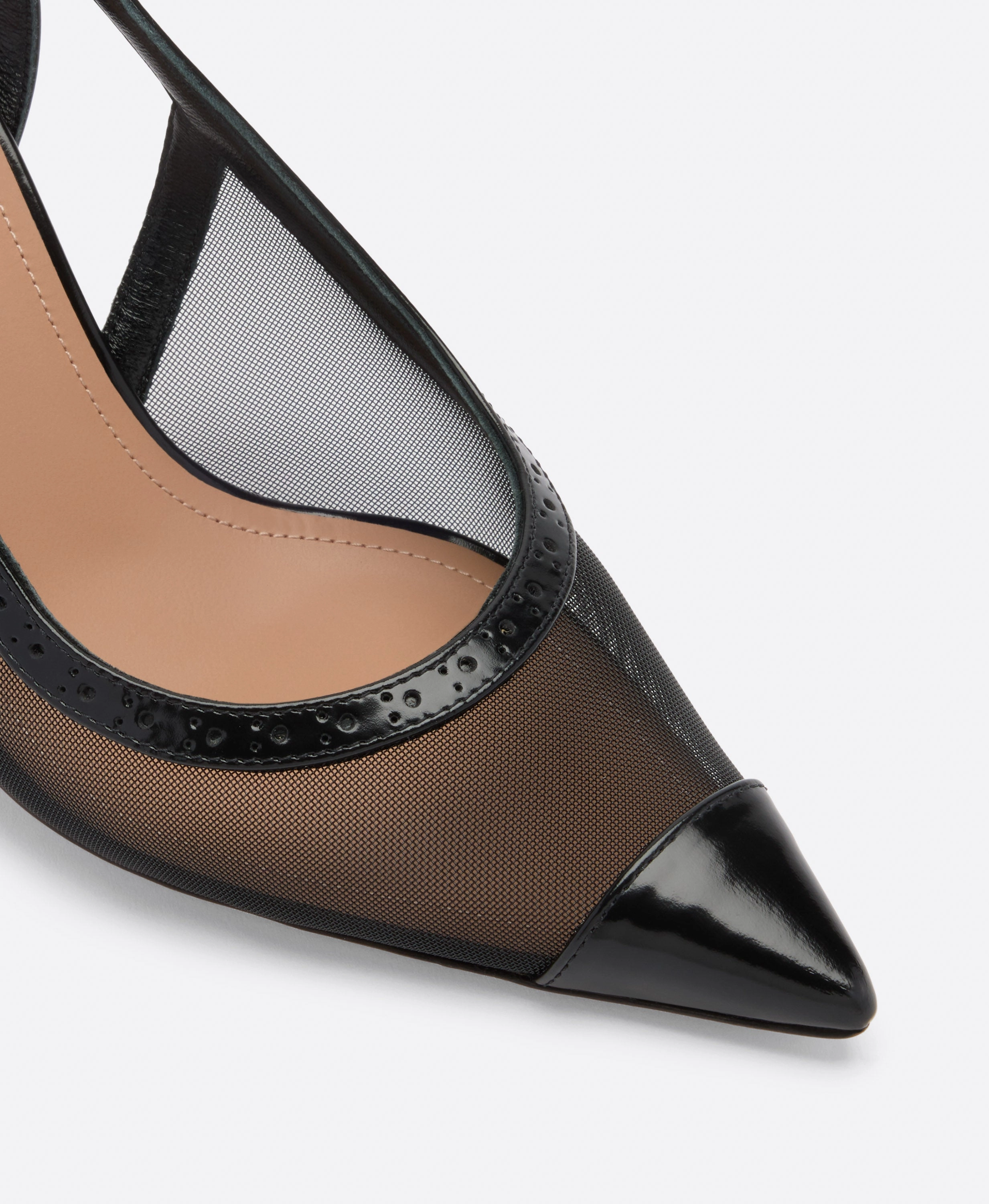 Aubrey 70 Black Mesh Slingbacks