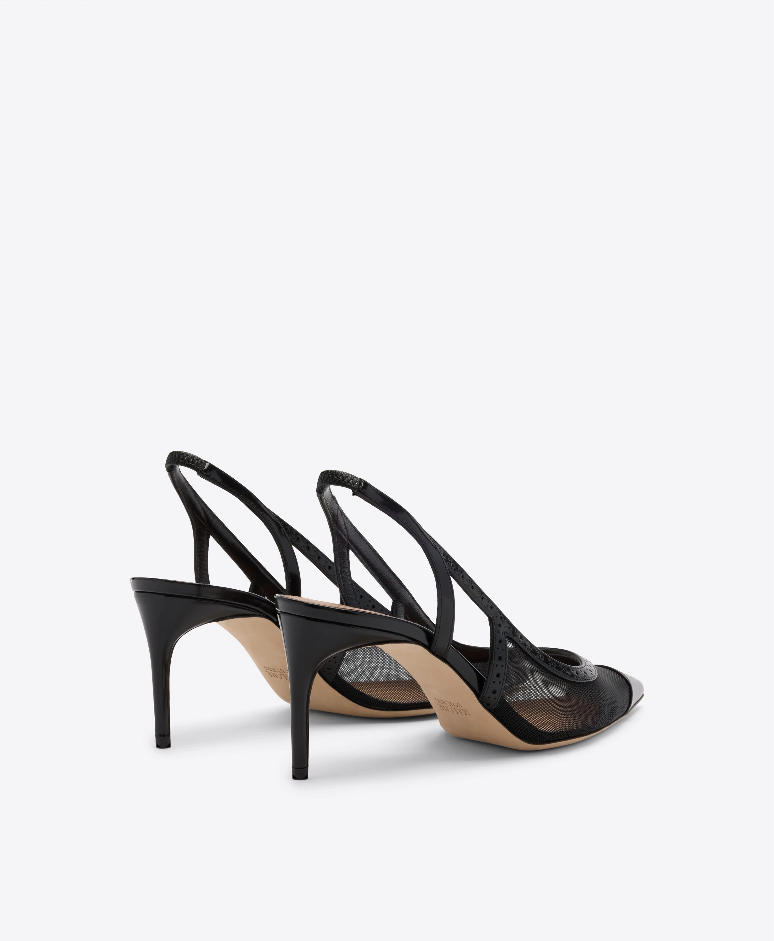 Aubrey 70 Black Mesh Slingbacks