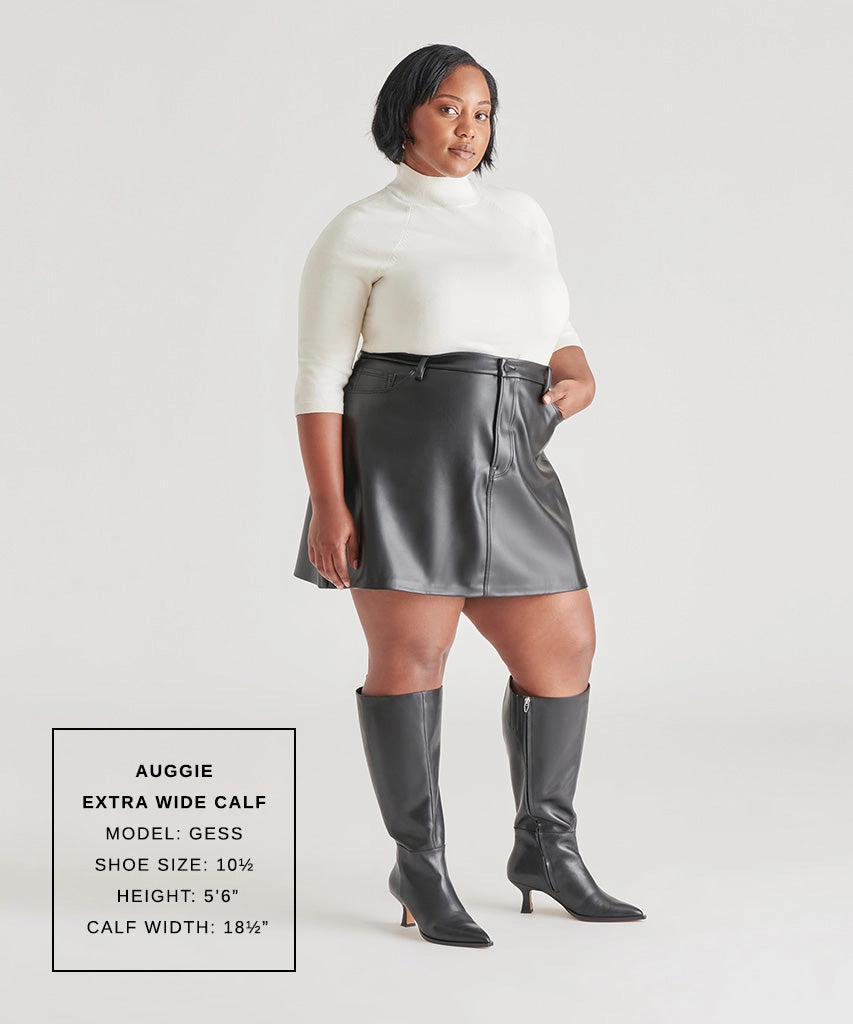 AUGGIE EXTRA WIDE CALF BOOTS BLACK LEATHER - re:vita