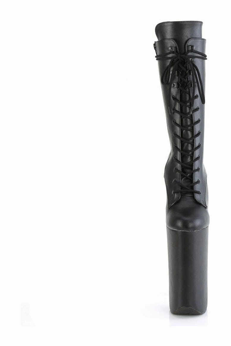 BEYOND-1050WR Black Faux Leather Knee Boot