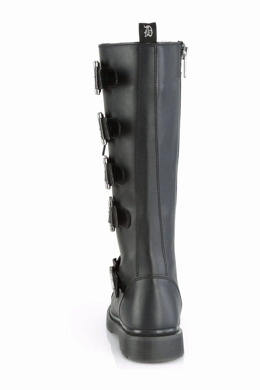 BOLT-425 Black Vegan Leather Combat Boot