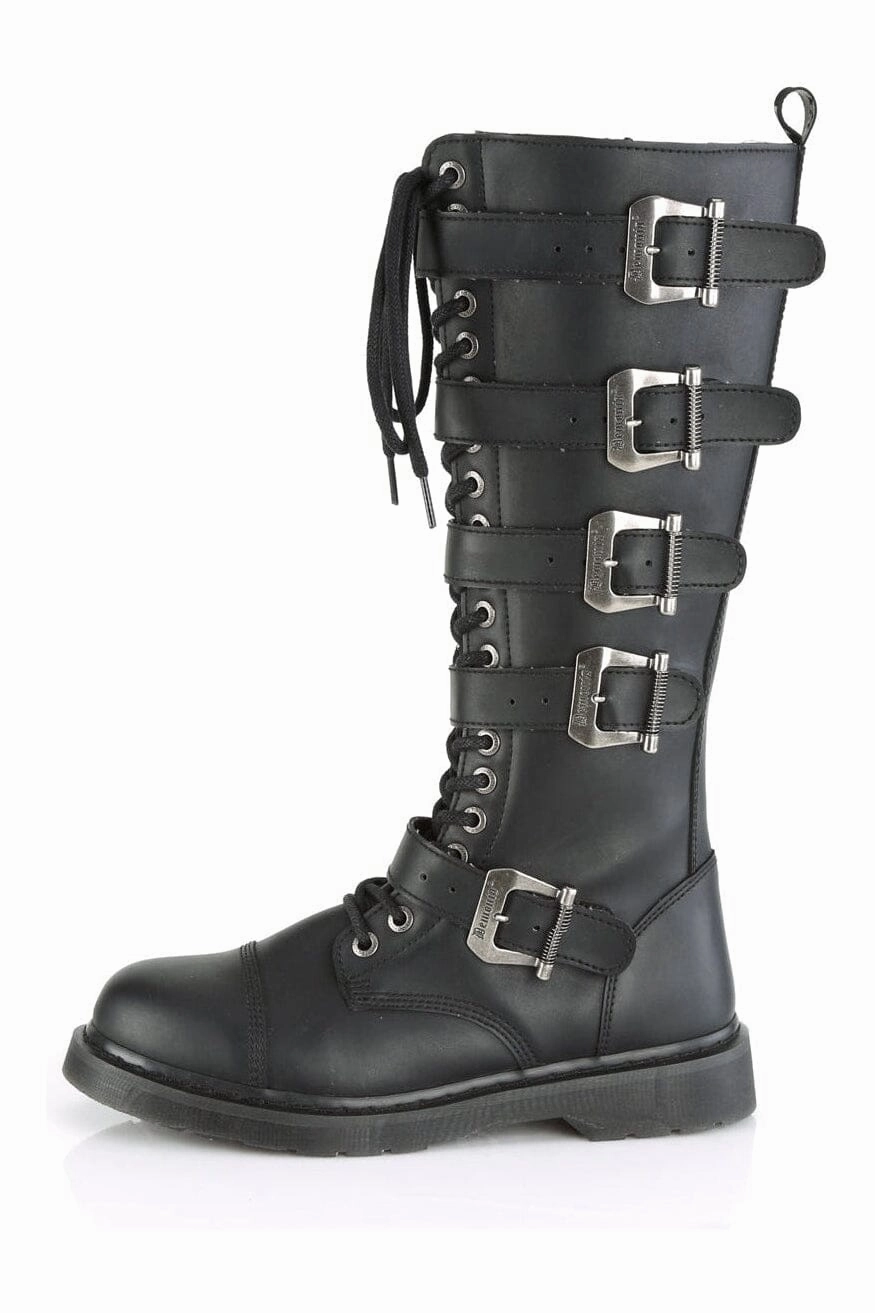BOLT-425 Black Vegan Leather Combat Boot