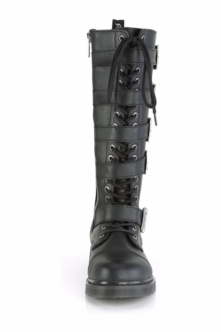 BOLT-425 Black Vegan Leather Combat Boot