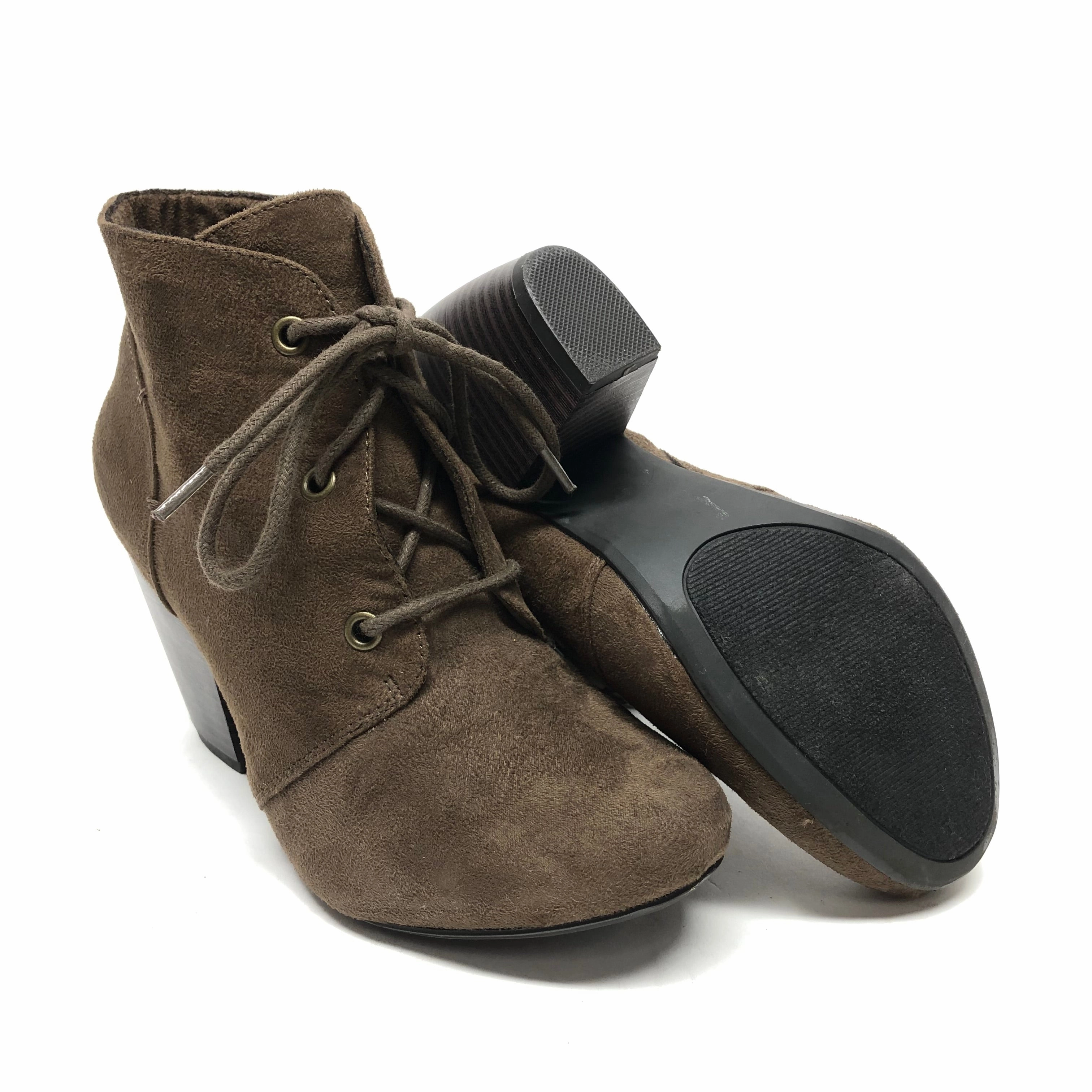 Boots Ankle Heels By Clothes Mentor In Brown, Size: 6.5