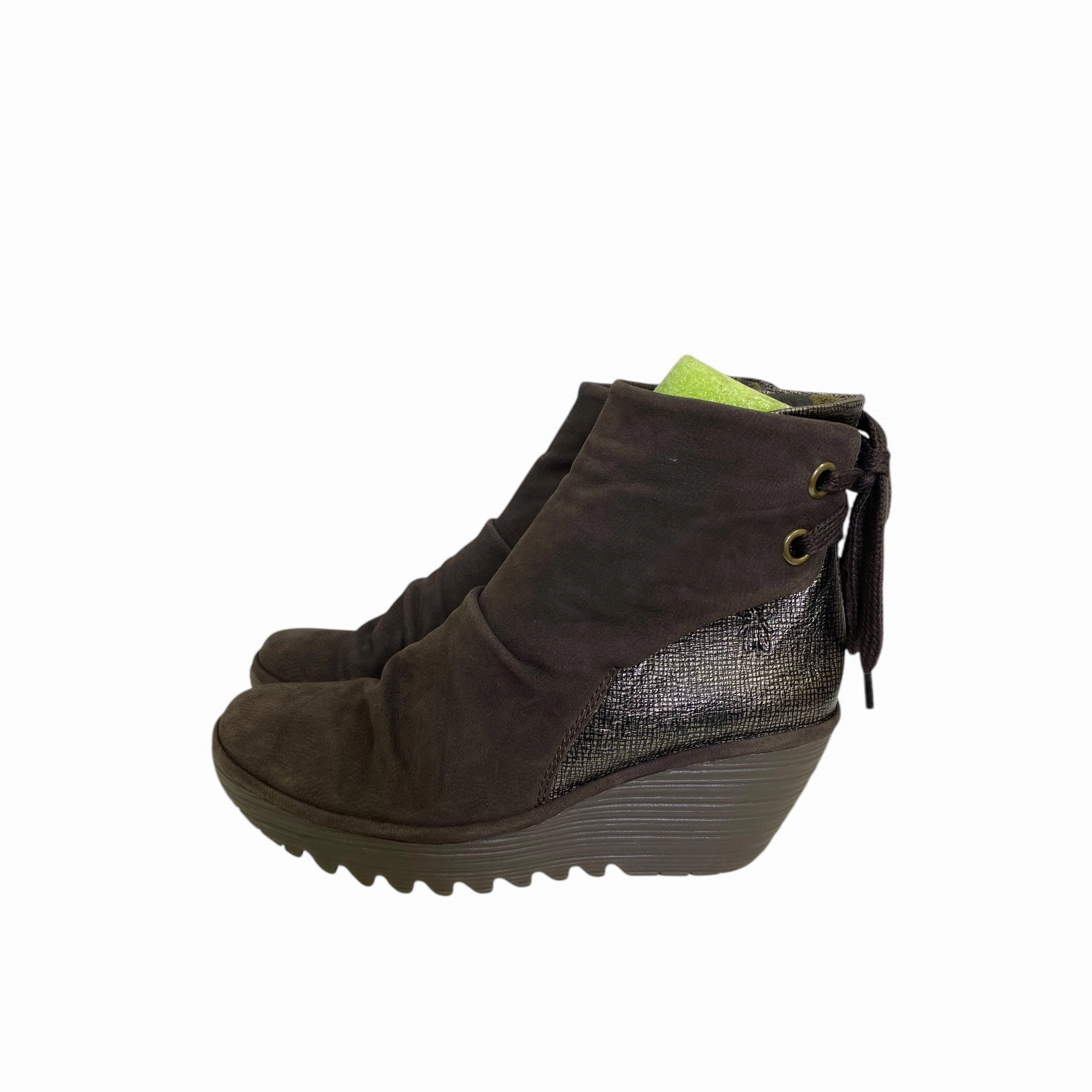 Boots Ankle Heels By Fly London In Brown, Size:10