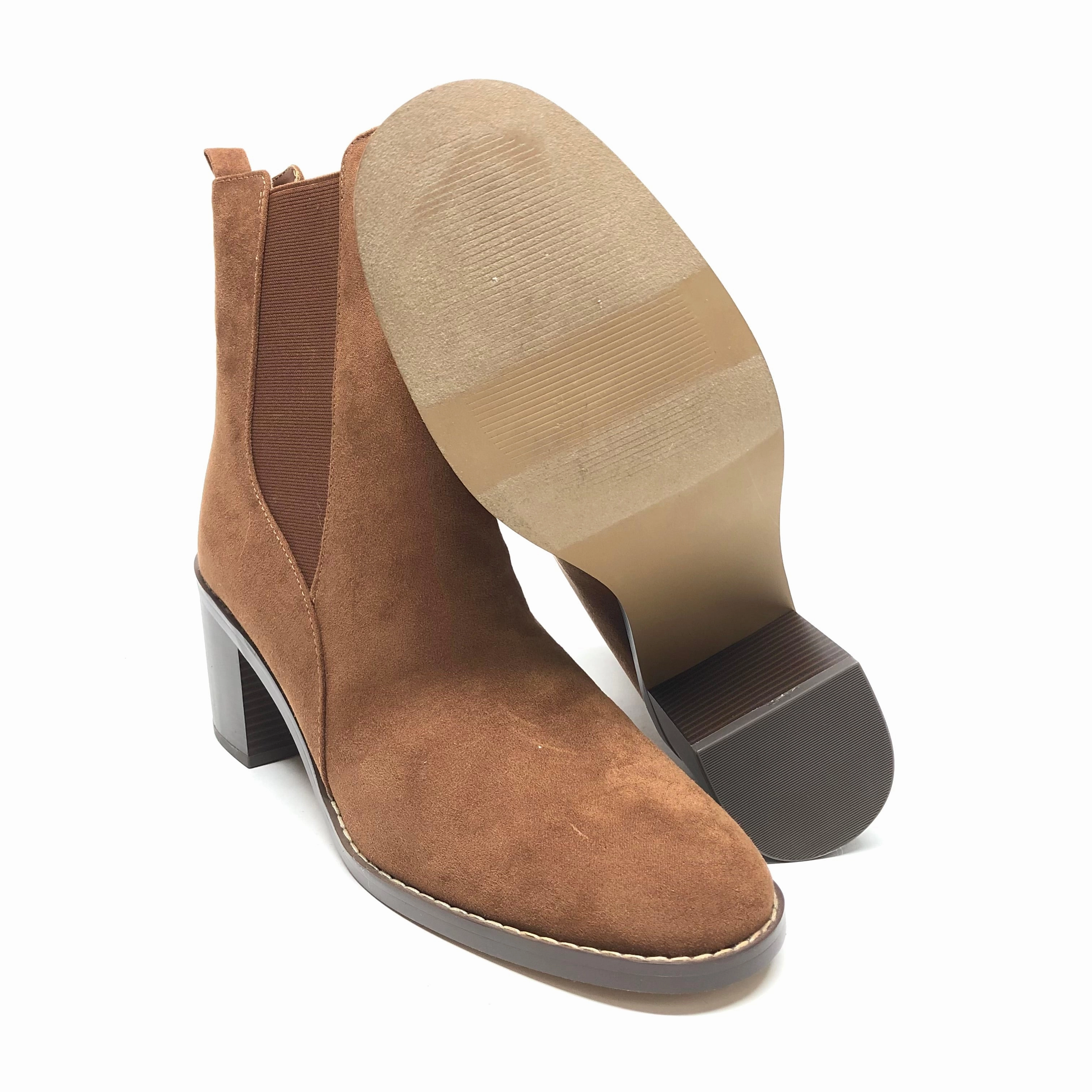 Boots Ankle Heels By Loft In Brown, Size: 11