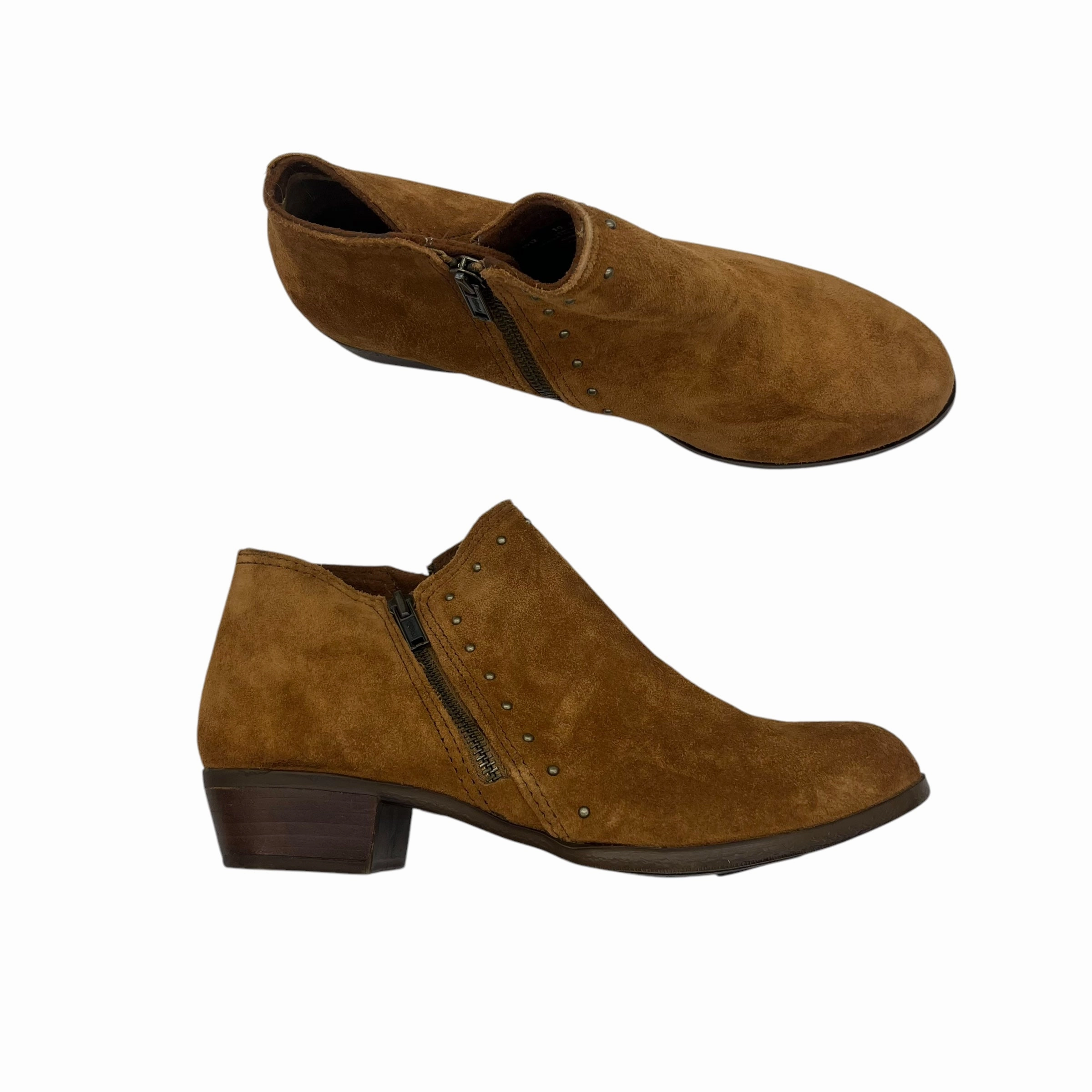 Boots Ankle Heels By Minnetonka In Brown, Size:10