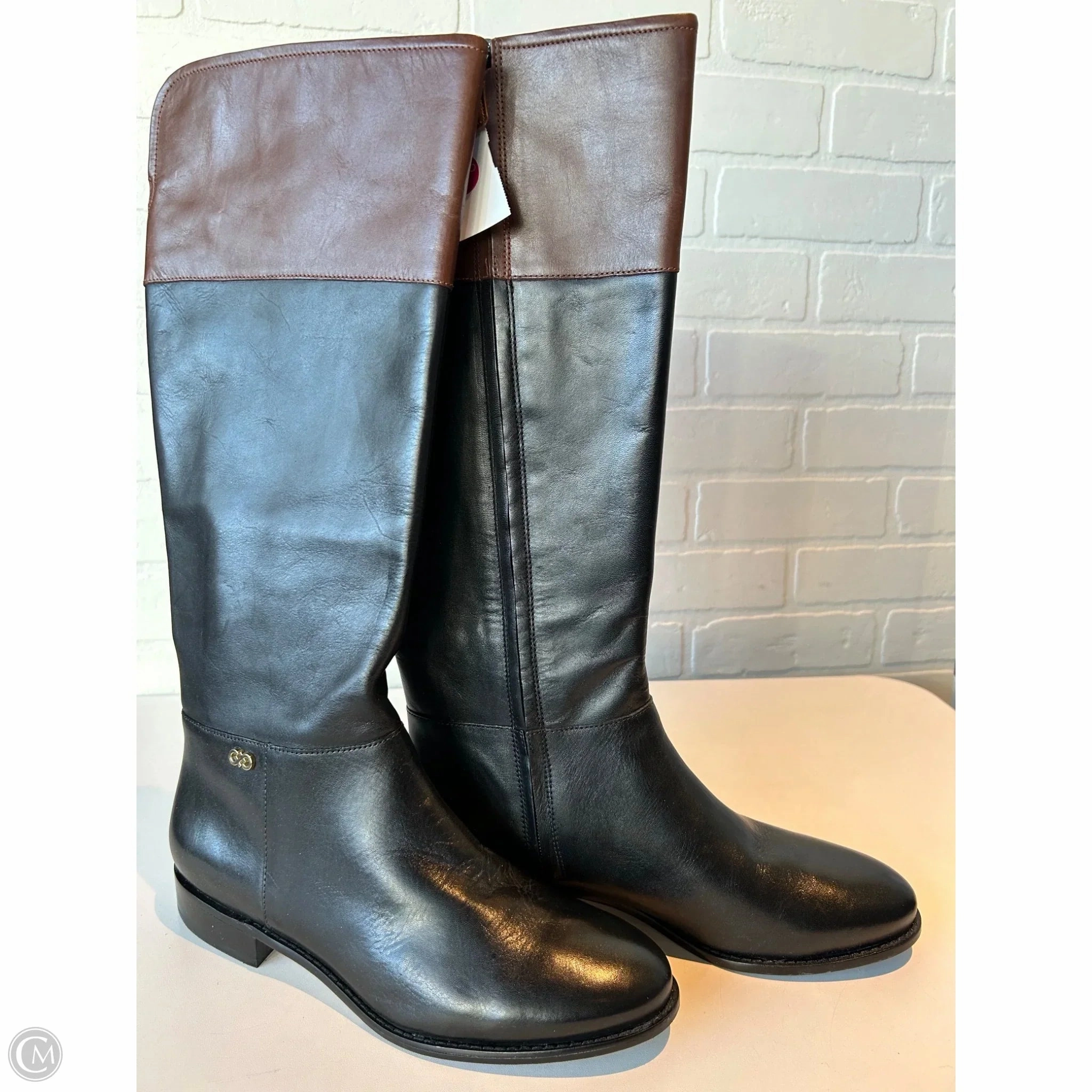 Boots Knee Flats By Cole-haan In Black & Brown, Size: 9