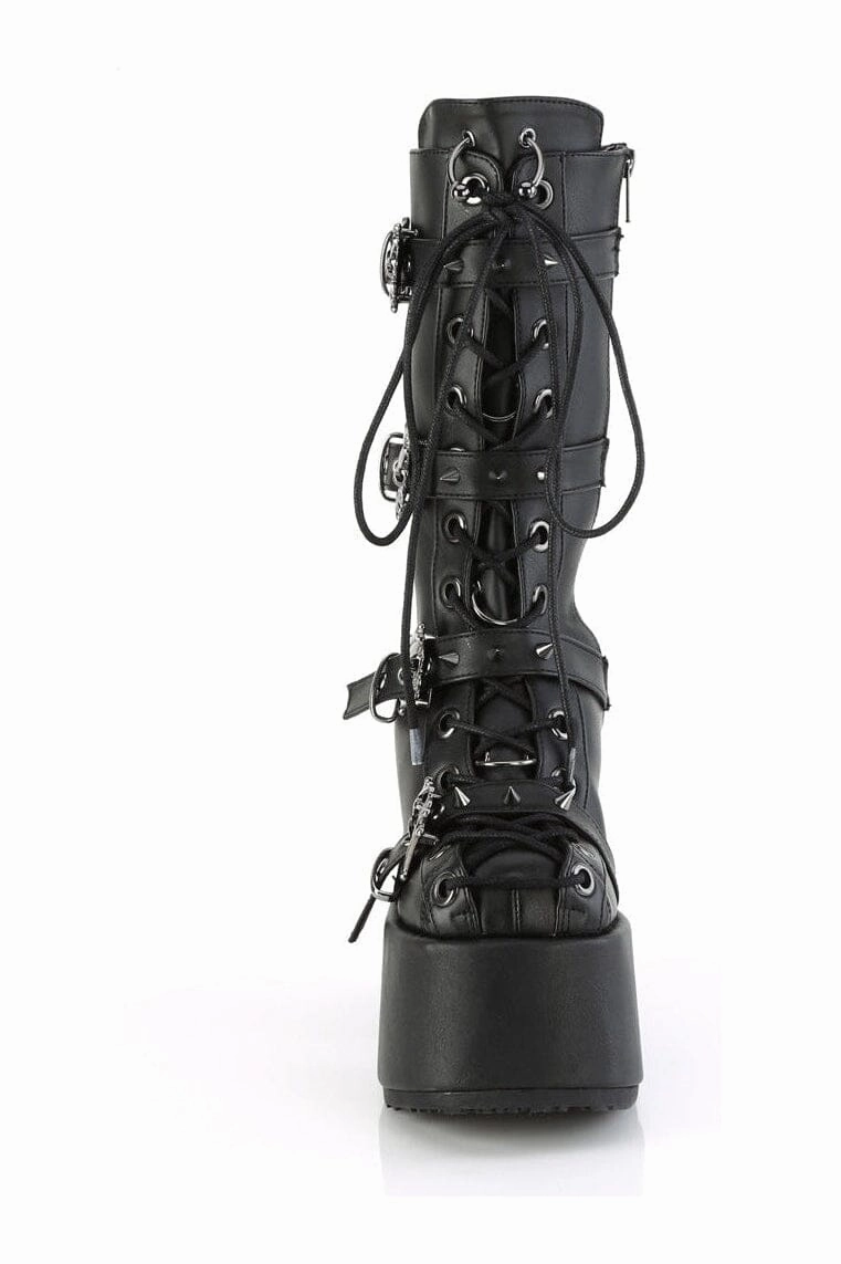 CAMEL-115 Black Vegan Leather Knee Boot