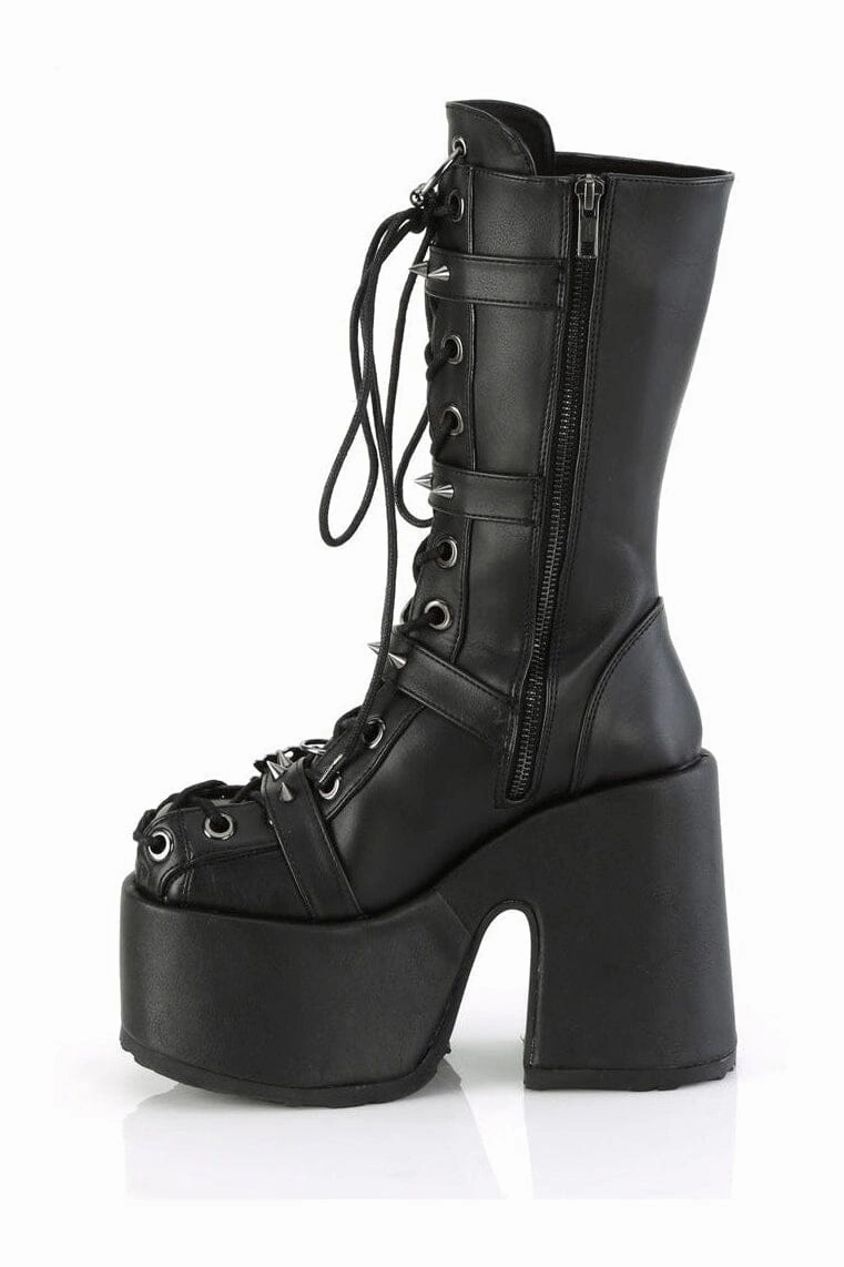 CAMEL-115 Black Vegan Leather Knee Boot