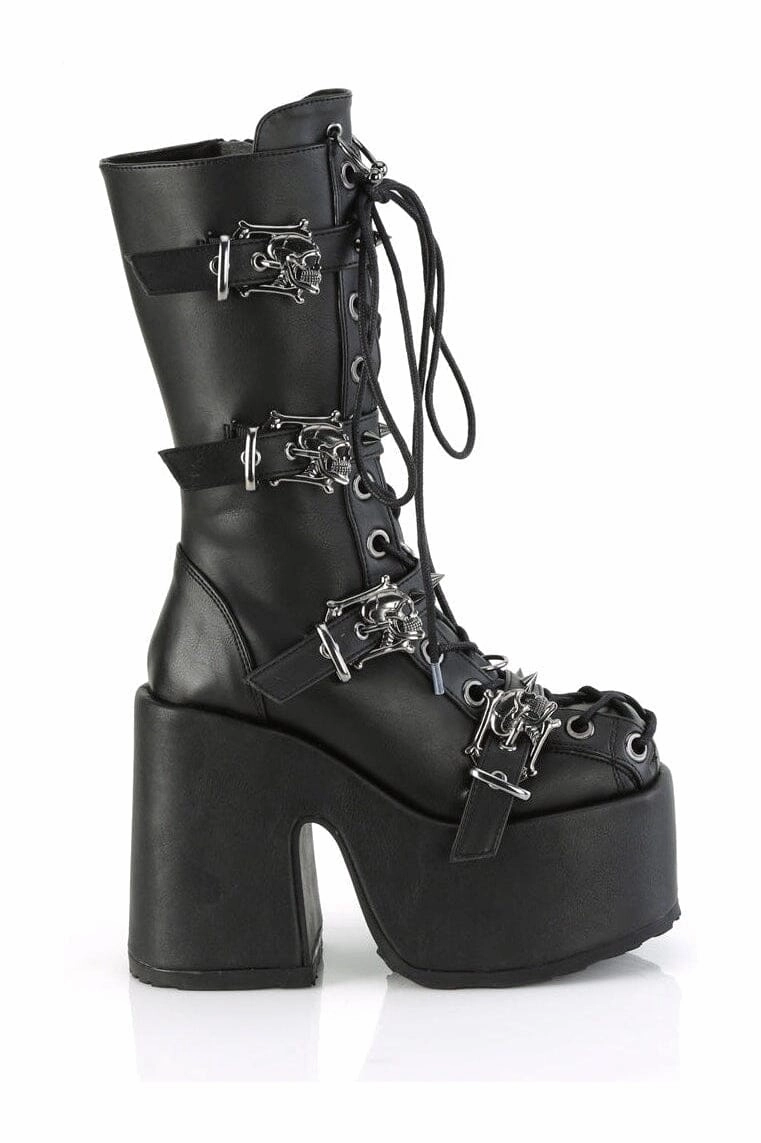 CAMEL-115 Black Vegan Leather Knee Boot