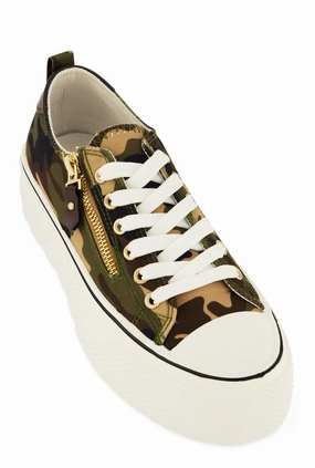 Canvas Zip Detail Platform Sneakers