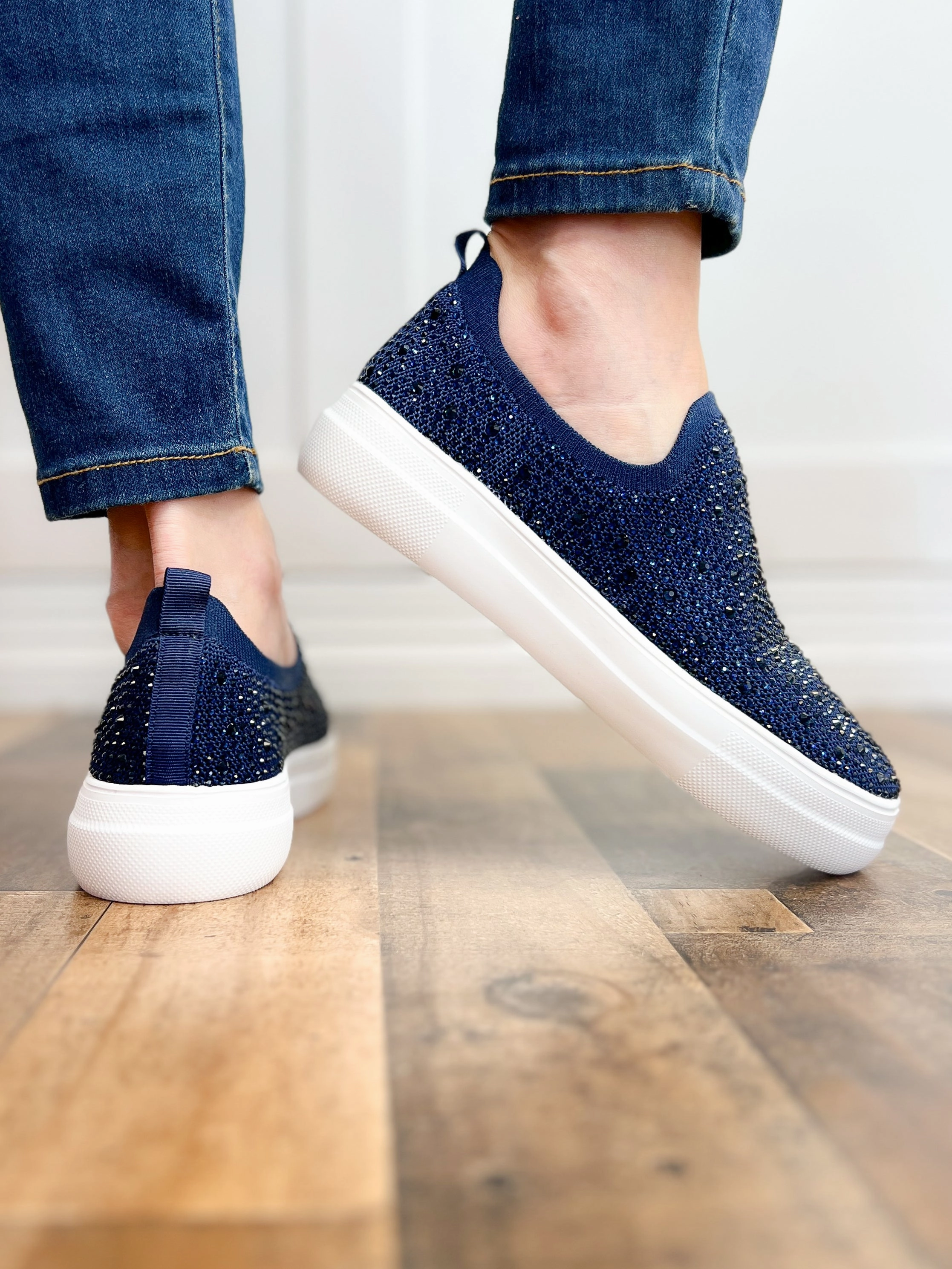 Corkys Swank Navy Rhinestone Sneaker Shoe