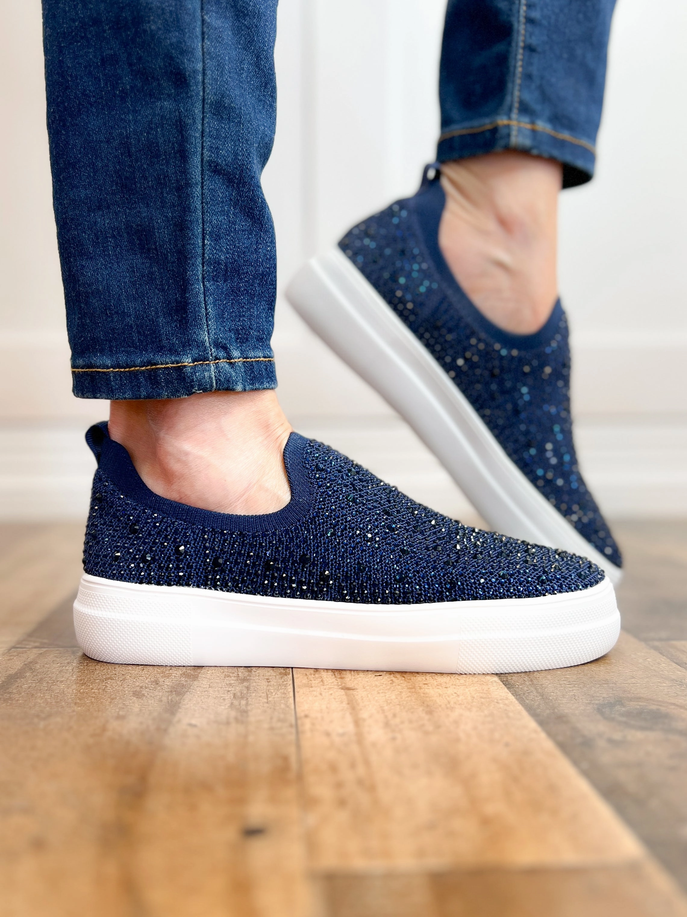 Corkys Swank Navy Rhinestone Sneaker Shoe