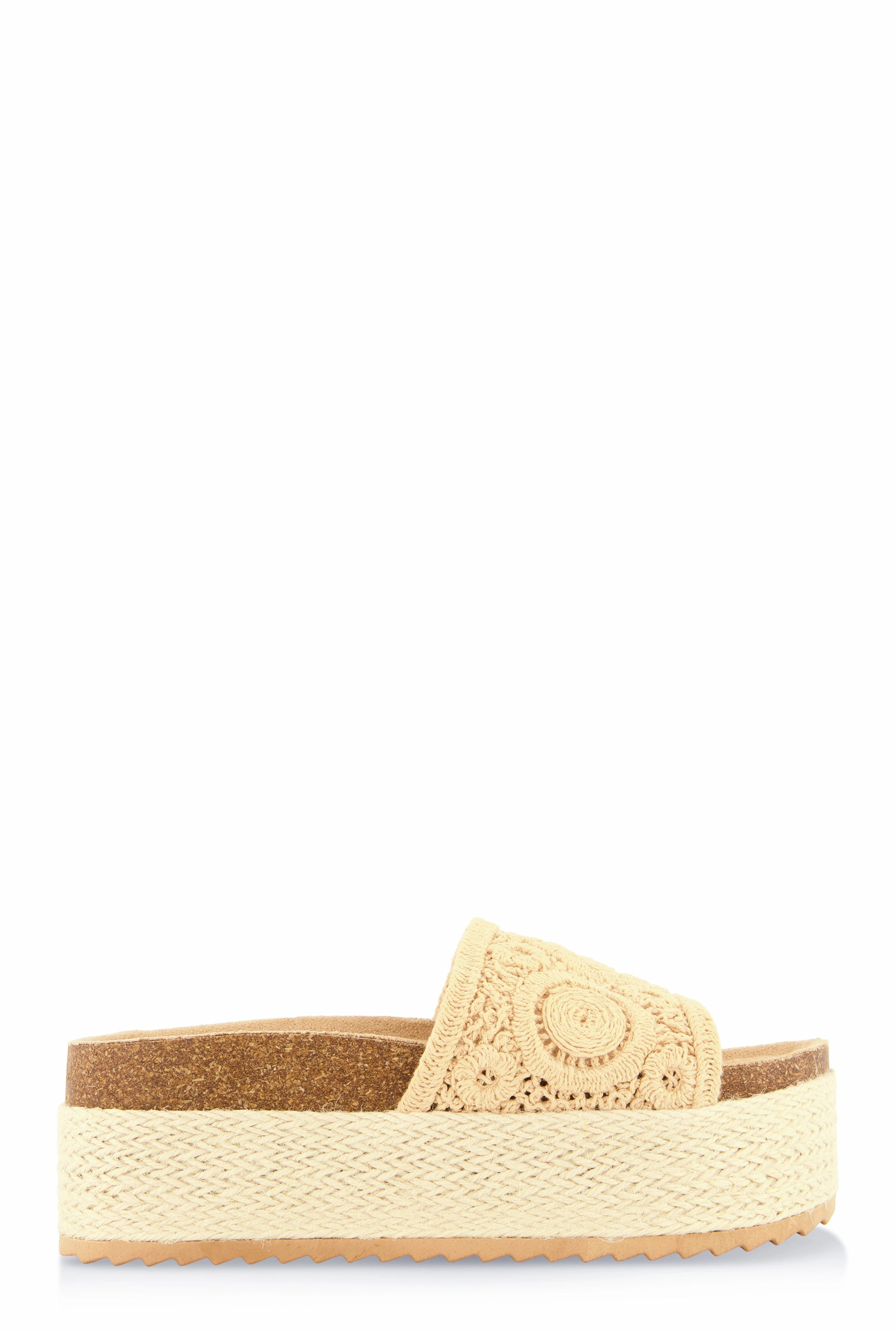 Crochet Band Platform Slide Sandals