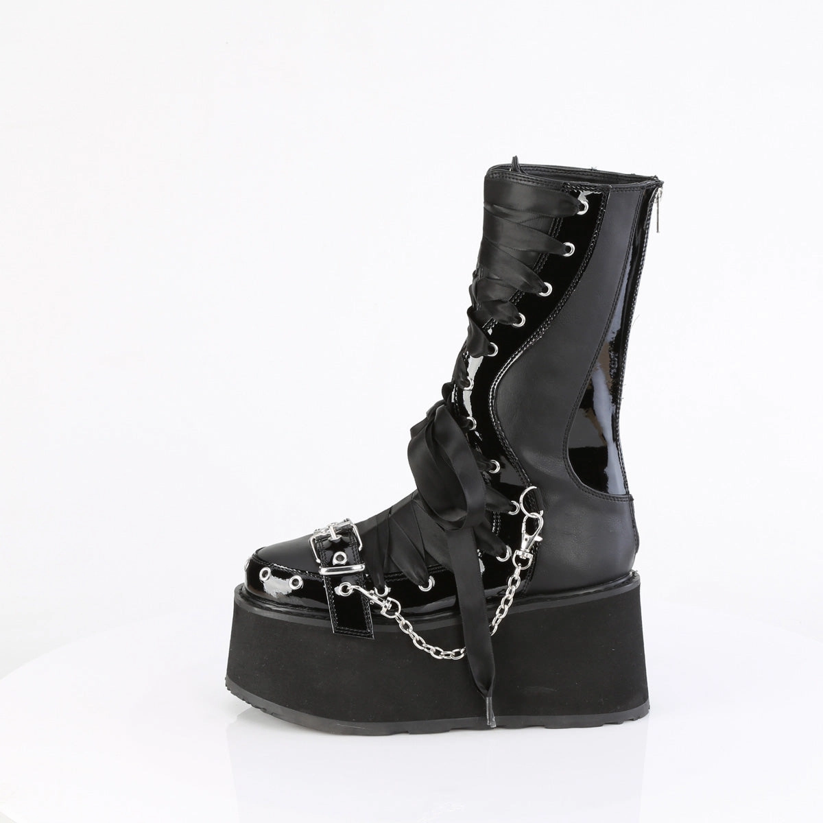 DAMNED-120  Black Vegan Leather-Patent