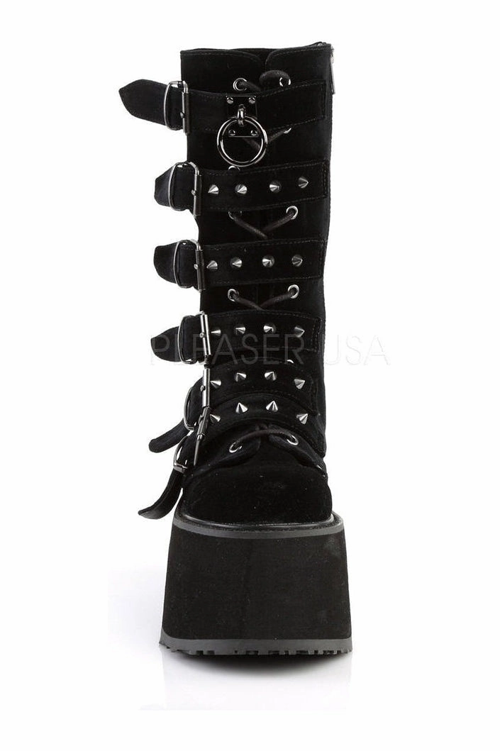 DAMNED-225 Demonia Knee Boot | Black Velvet