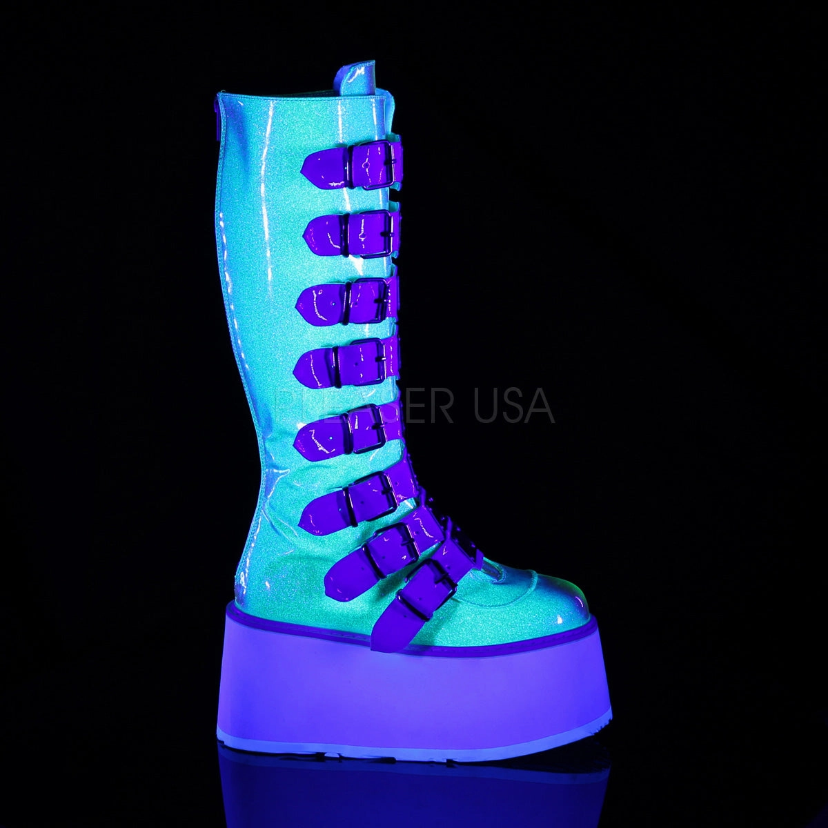 DAMNED-318  UV Green Shifting Glitter Vegan Leather
