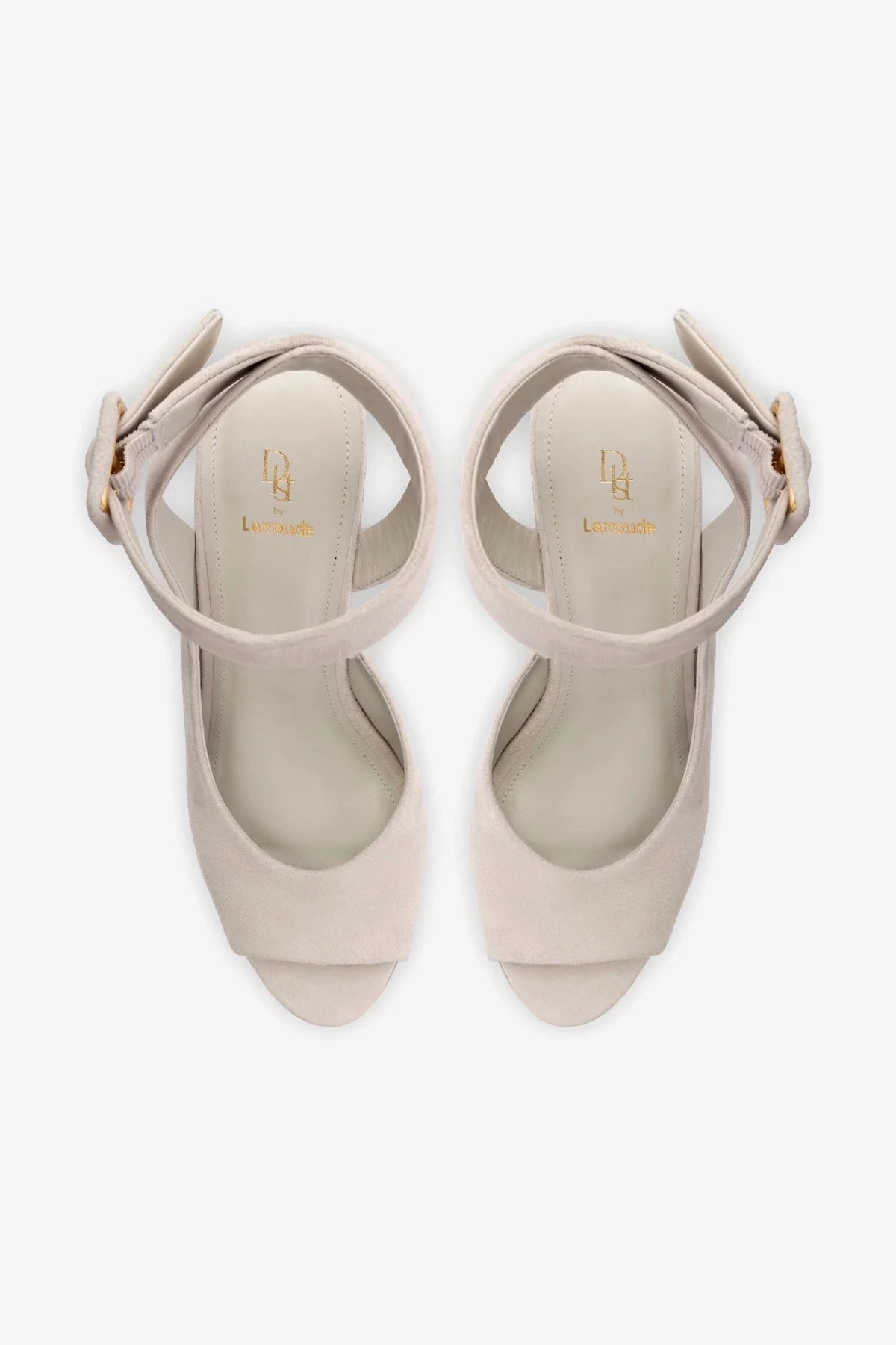 Deena By Larroudé Wedge Sandal In Mushroom Grey Suede