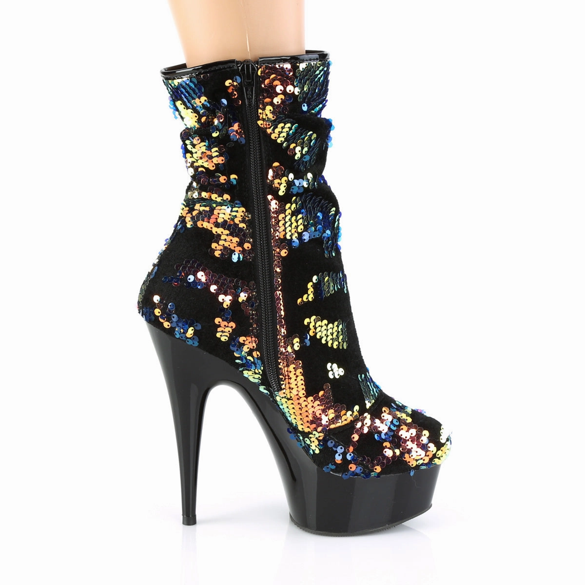 DELIGHT-1004  Blue Iridescent Sequins/Black