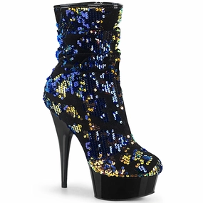 DELIGHT-1004  Blue Iridescent Sequins/Black