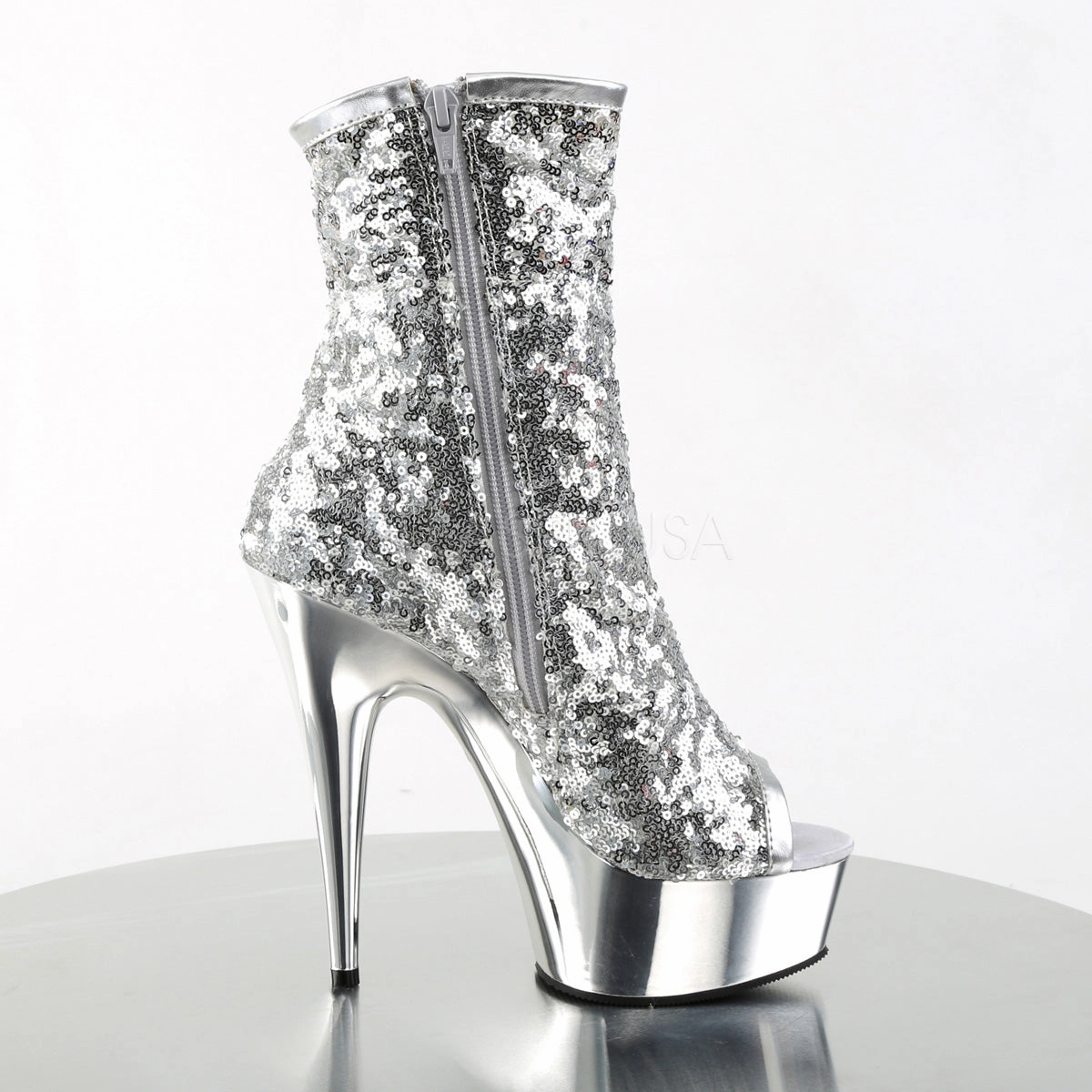 DELIGHT-1008SQ  Silver Sequins/Silver Chrome