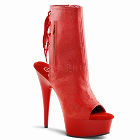 DELIGHT-1018  Red Faux Leather/Red