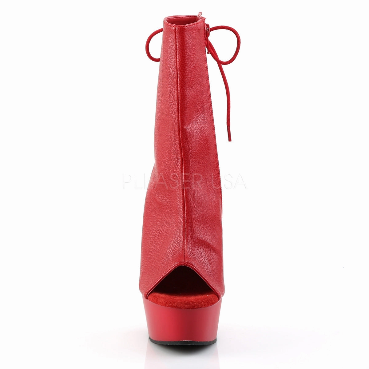 DELIGHT-1018  Red Faux Leather/Red