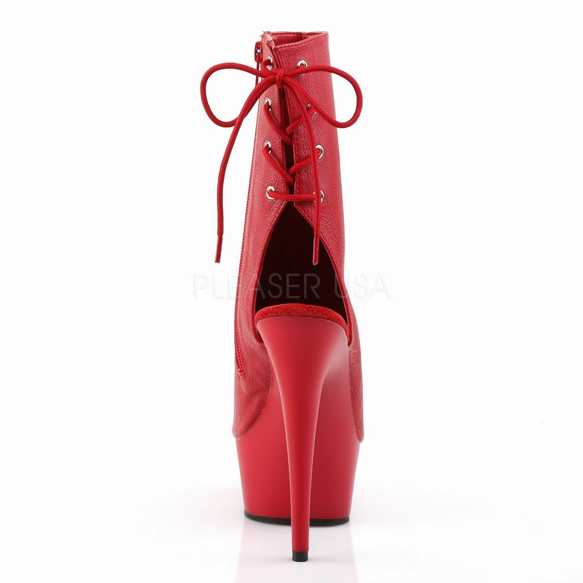 DELIGHT-1018  Red Faux Leather/Red