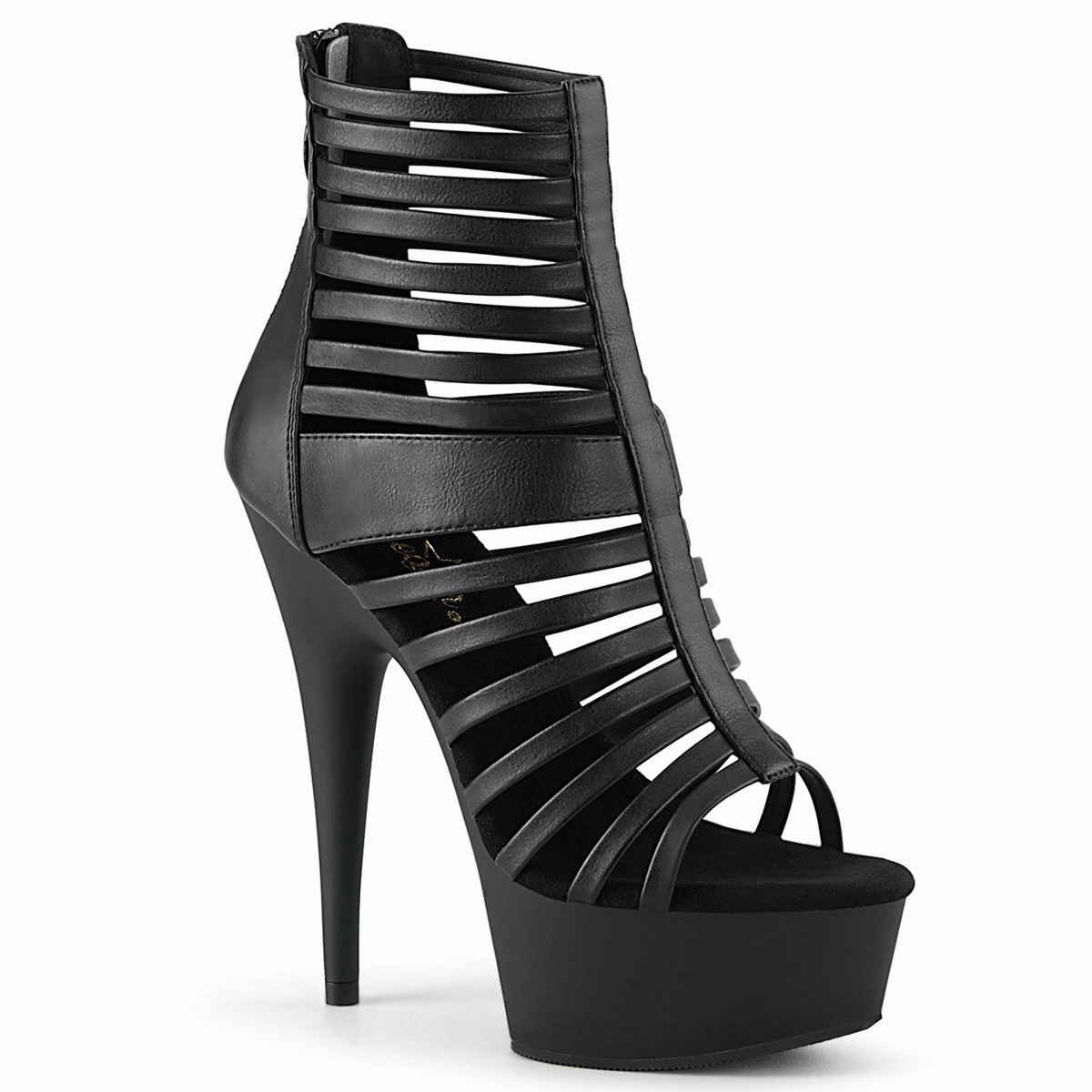 DELIGHT-600-26  Black Faux Leather/Black Matte