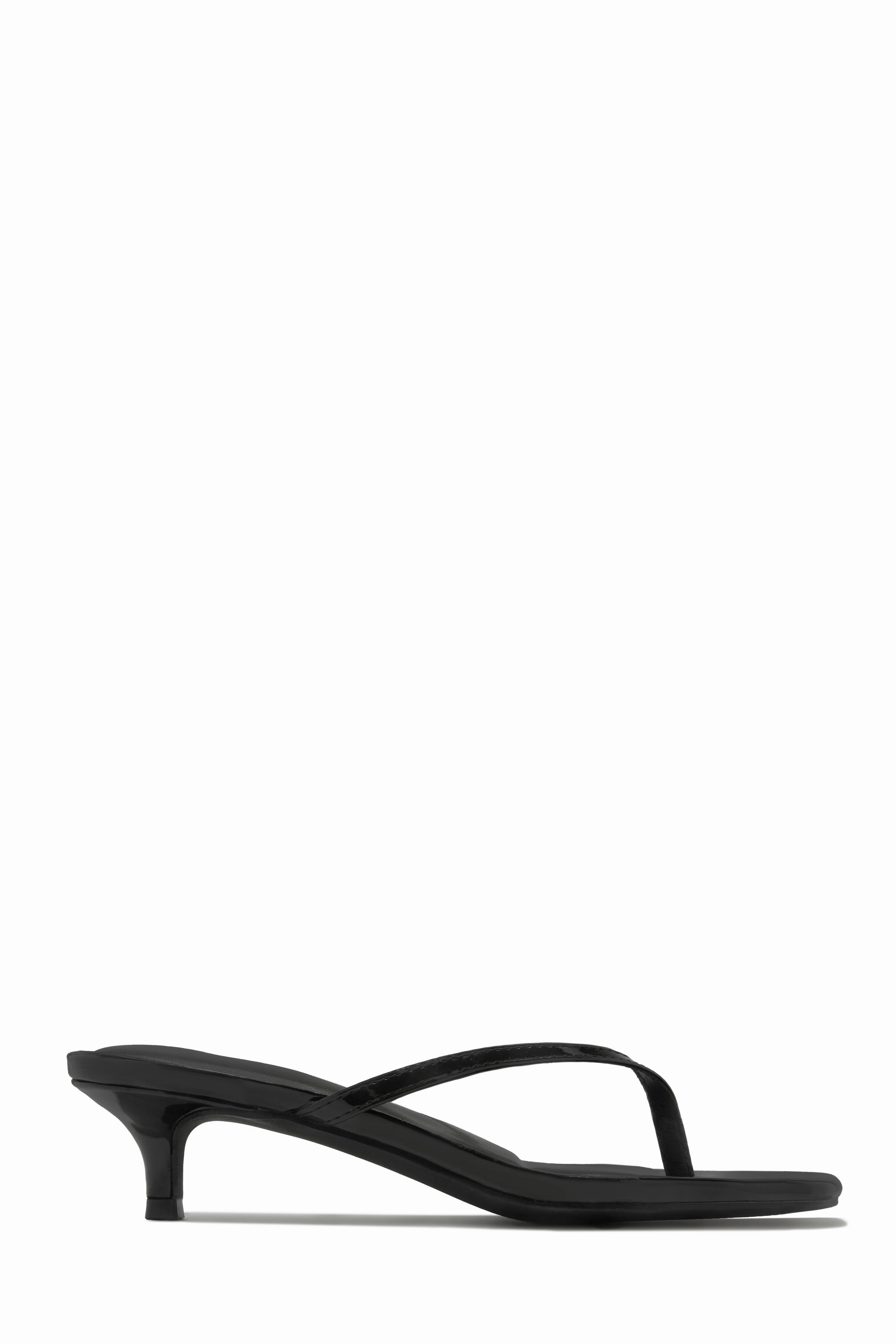 Dinorah Thong Strap Kitten Heel Sandals - Black