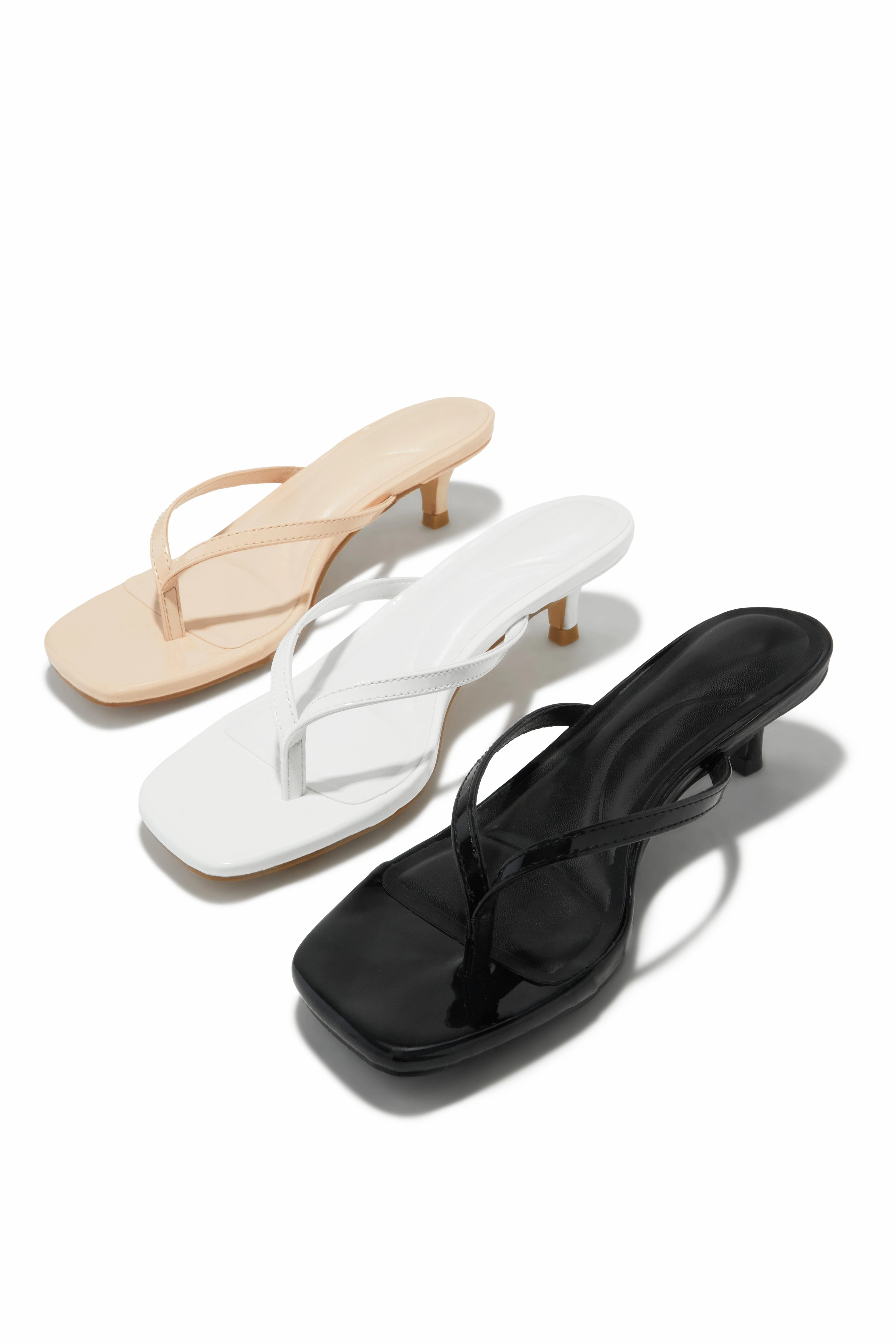 Dinorah Thong Strap Kitten Heel Sandals - Black