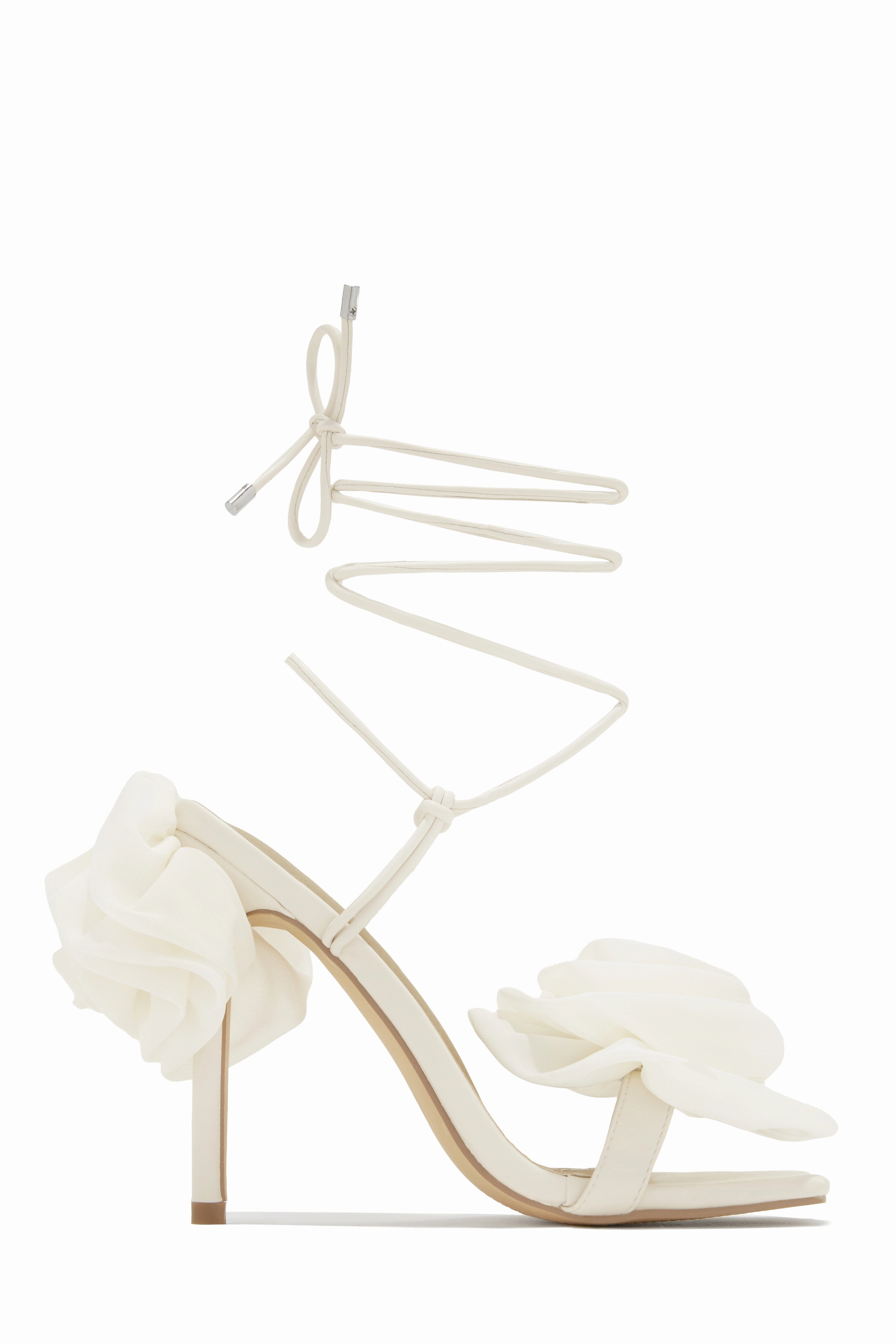 Divine Bloom Rosette Lace Up Heels - Denim