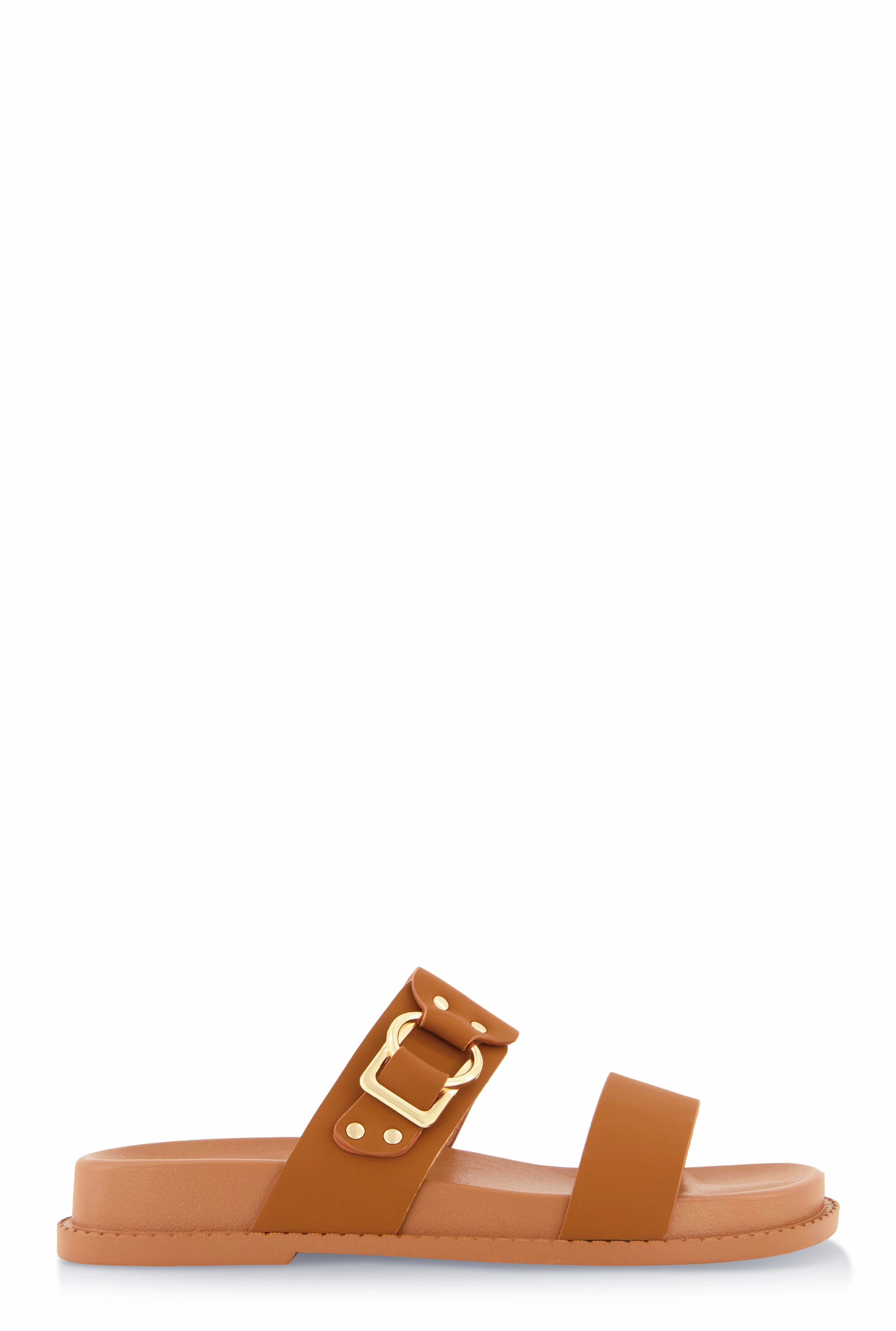Double Band Buckle Detail Footed Sandals