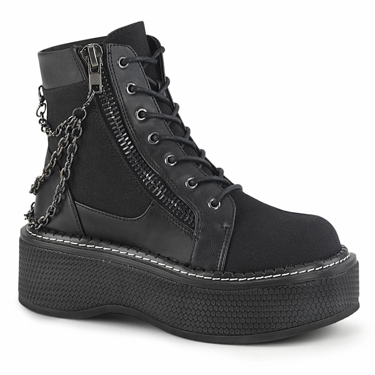 EMILY-114  Black Canvas-Vegan Leather