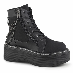 EMILY-114  Black Canvas-Vegan Leather