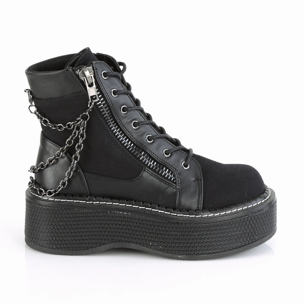EMILY-114  Black Canvas-Vegan Leather