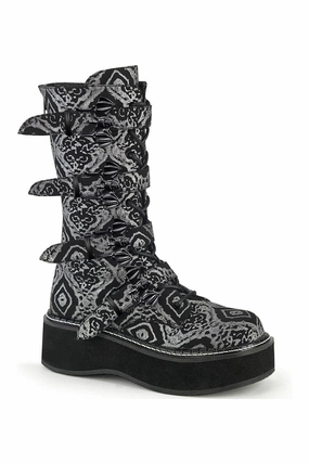 EMILY-322 Knee Boot | Black Faux Leather