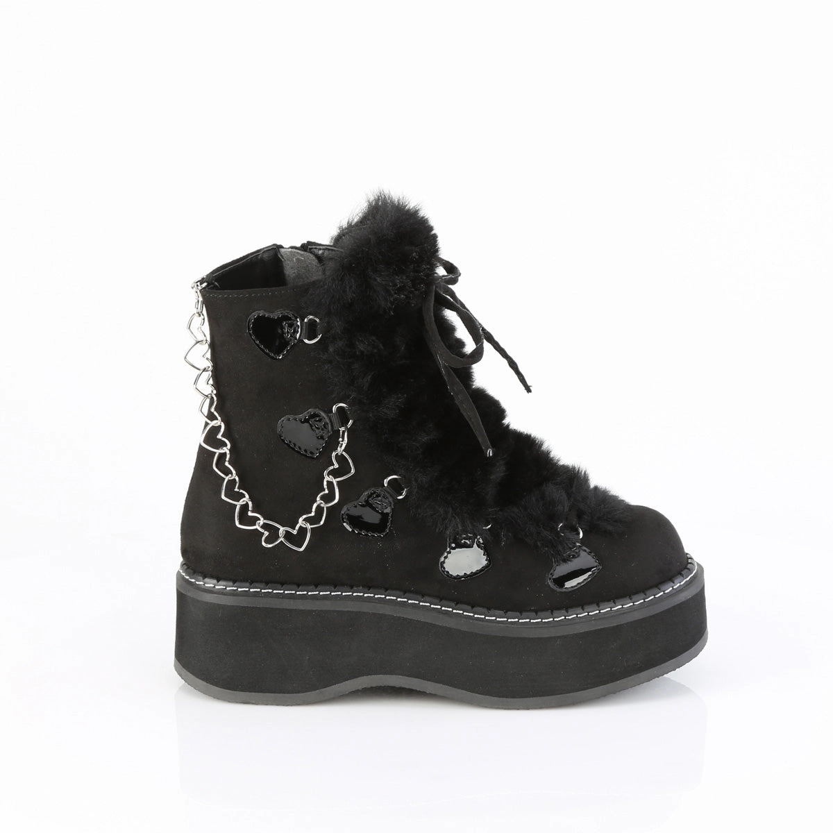 EMILY-55  Black Vegan Suede-Faux Fur